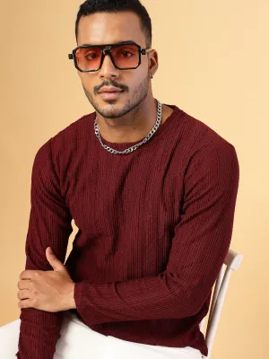 Polyester Knitted Slim Fit Round Neck T-Shirt