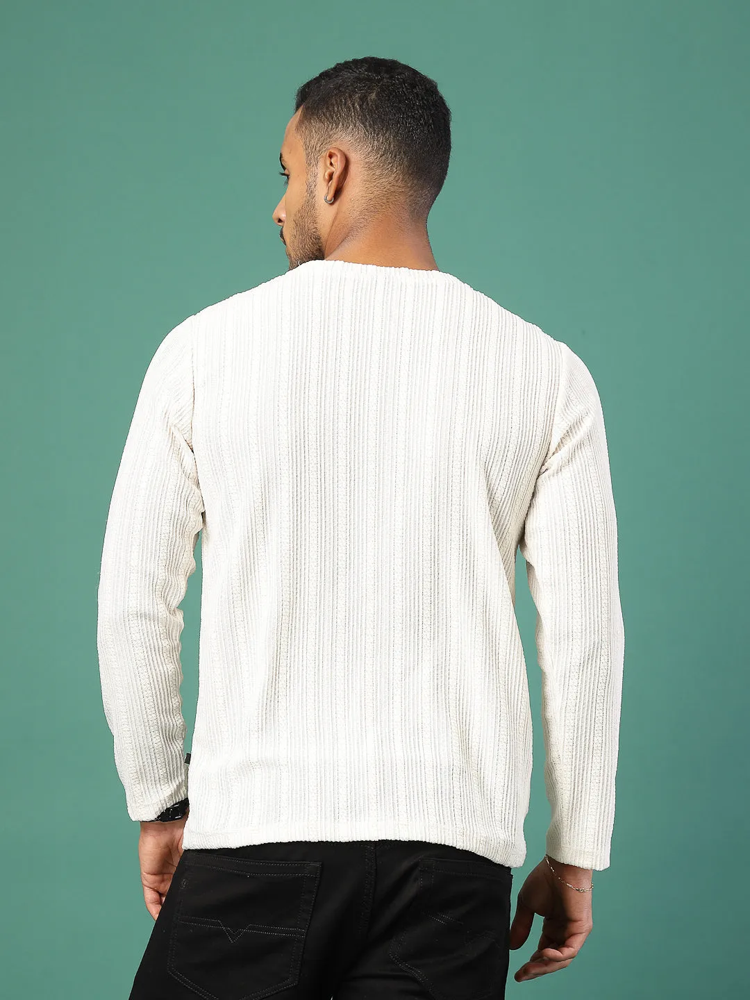 Polyester Knitted Slim Fit Round Neck T-Shirt