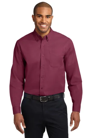 Port Authority Extended Size Long Sleeve Easy Care Shirt S608ES Burgundy/ Light Stone