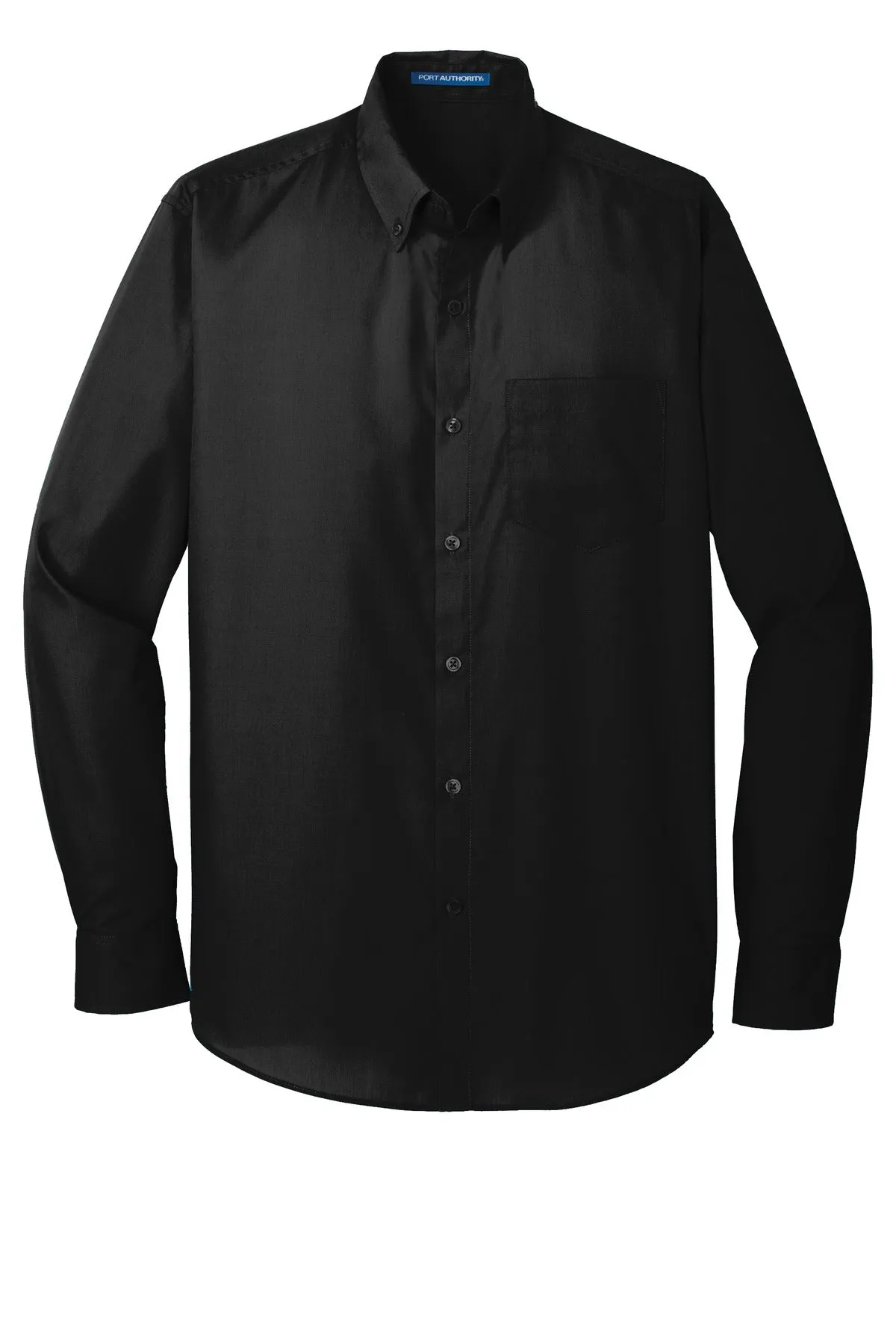 Port Authority Long Sleeve Carefree Poplin Shirt. W100 Deep Black