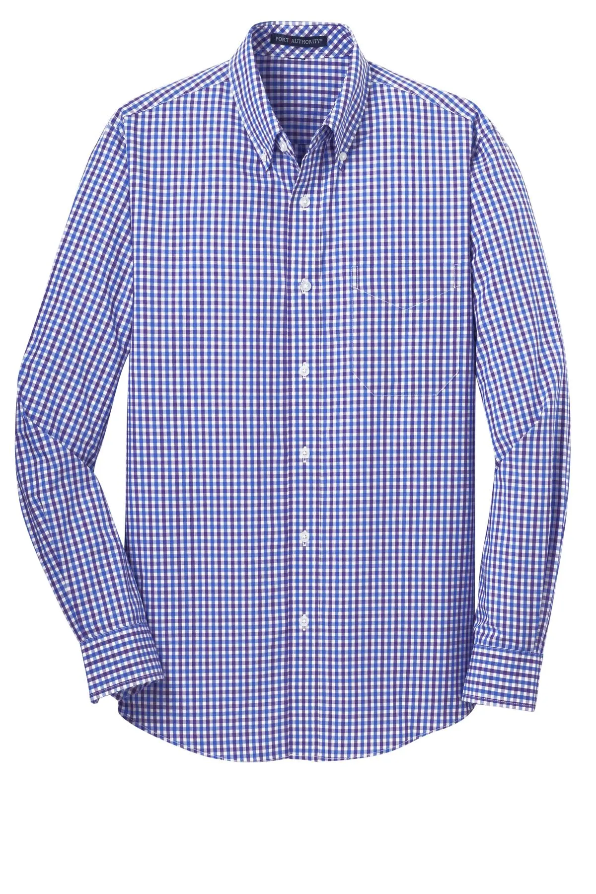 Port Authority Long Sleeve Gingham Easy Care Shirt. S654 Blue/ Purple