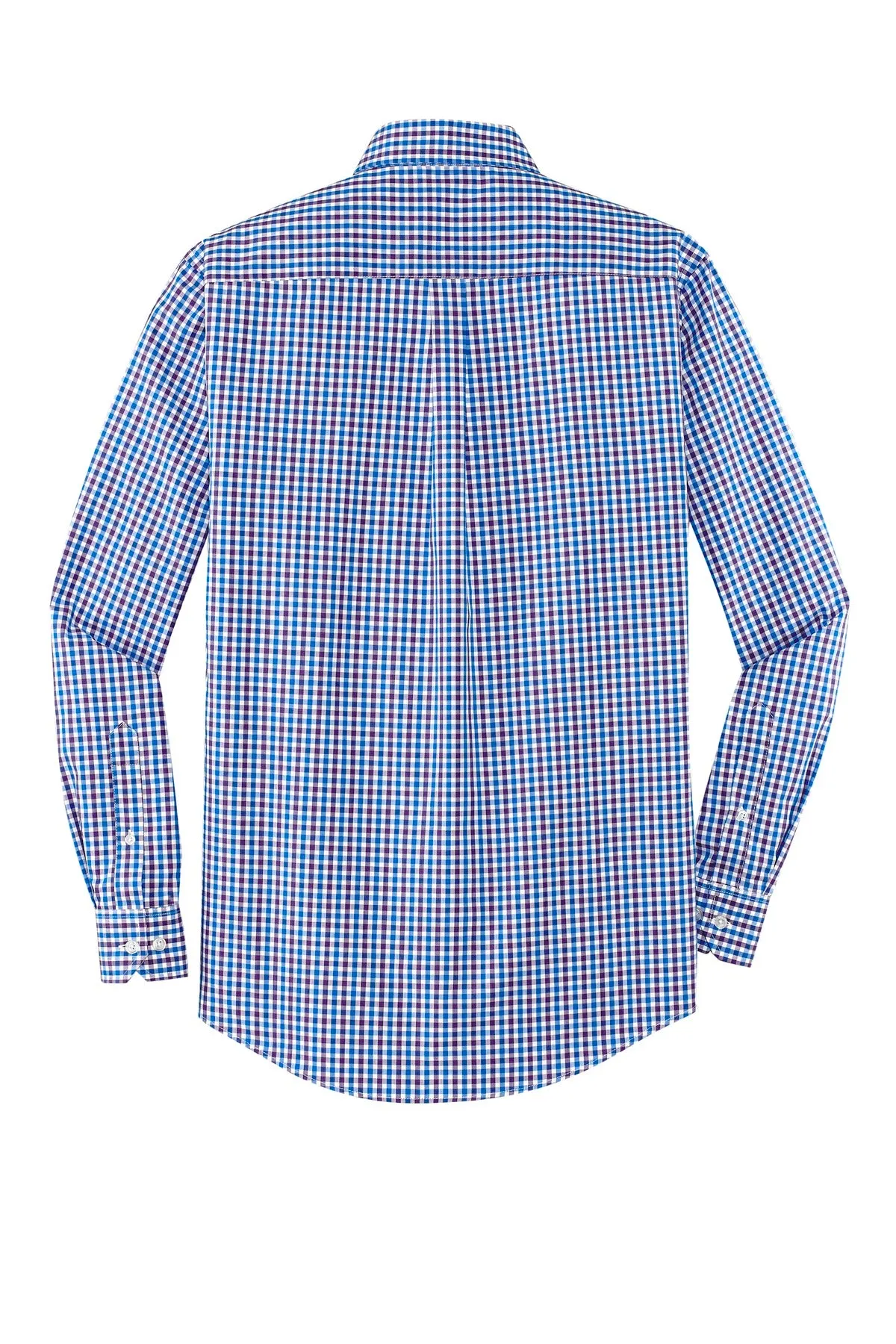 Port Authority Long Sleeve Gingham Easy Care Shirt. S654 Blue/ Purple