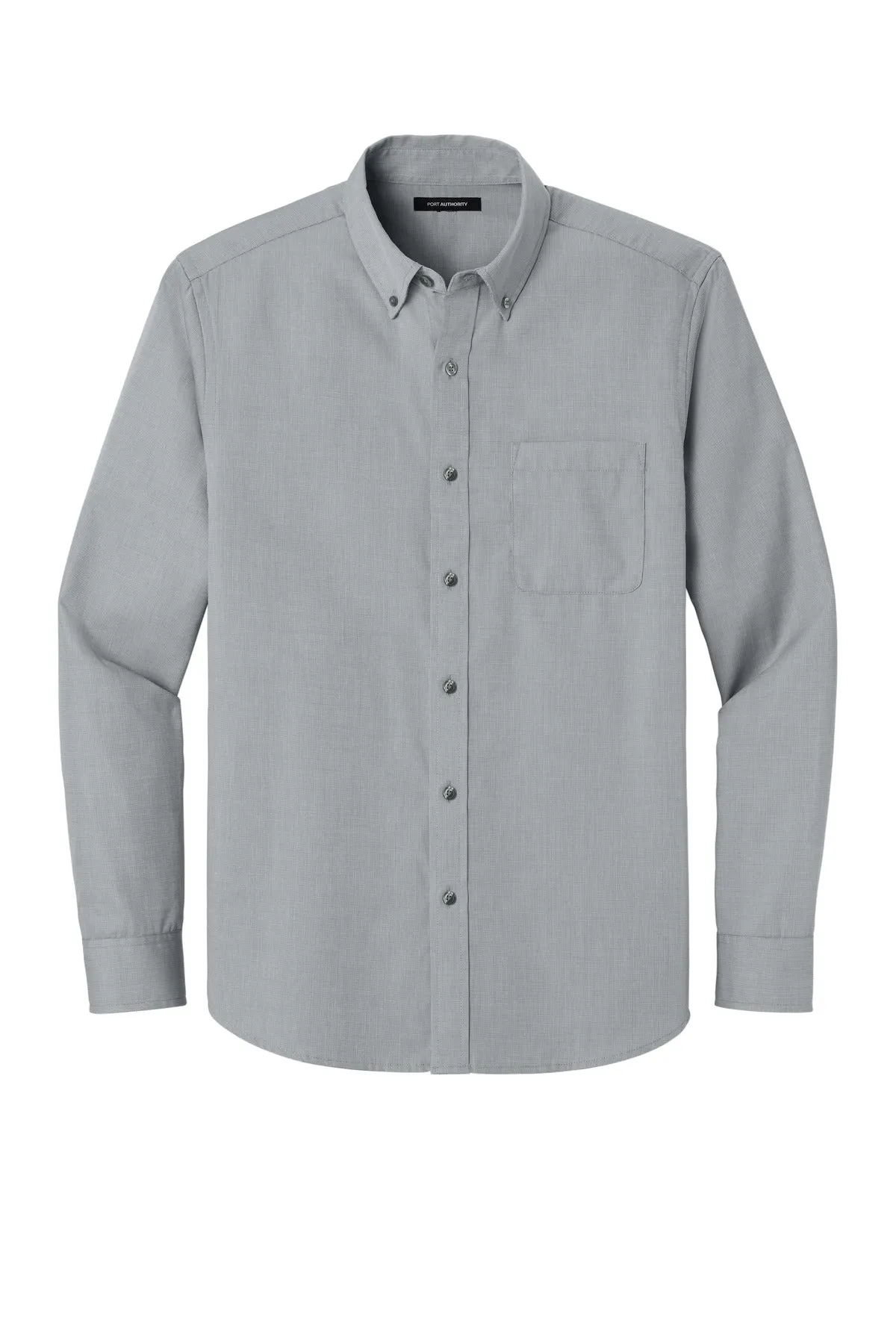 Port Authority Long Sleeve Nailhead Easy Care Shirt W816 Gusty Grey