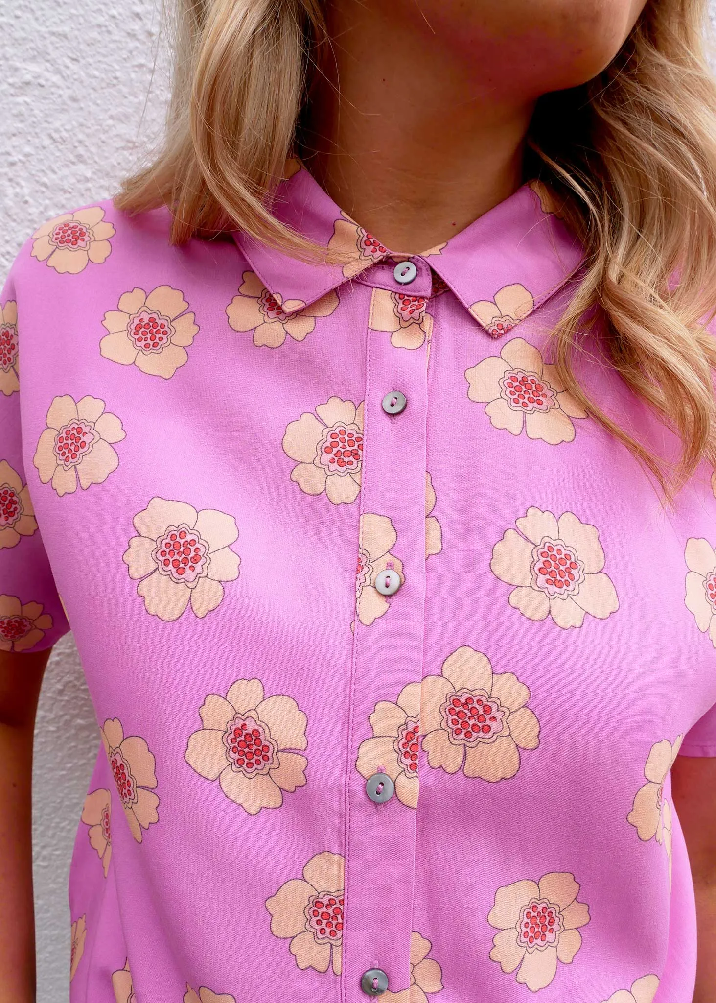 Posy EcoVero Nicky S/Sleeve Shirt (Pink)