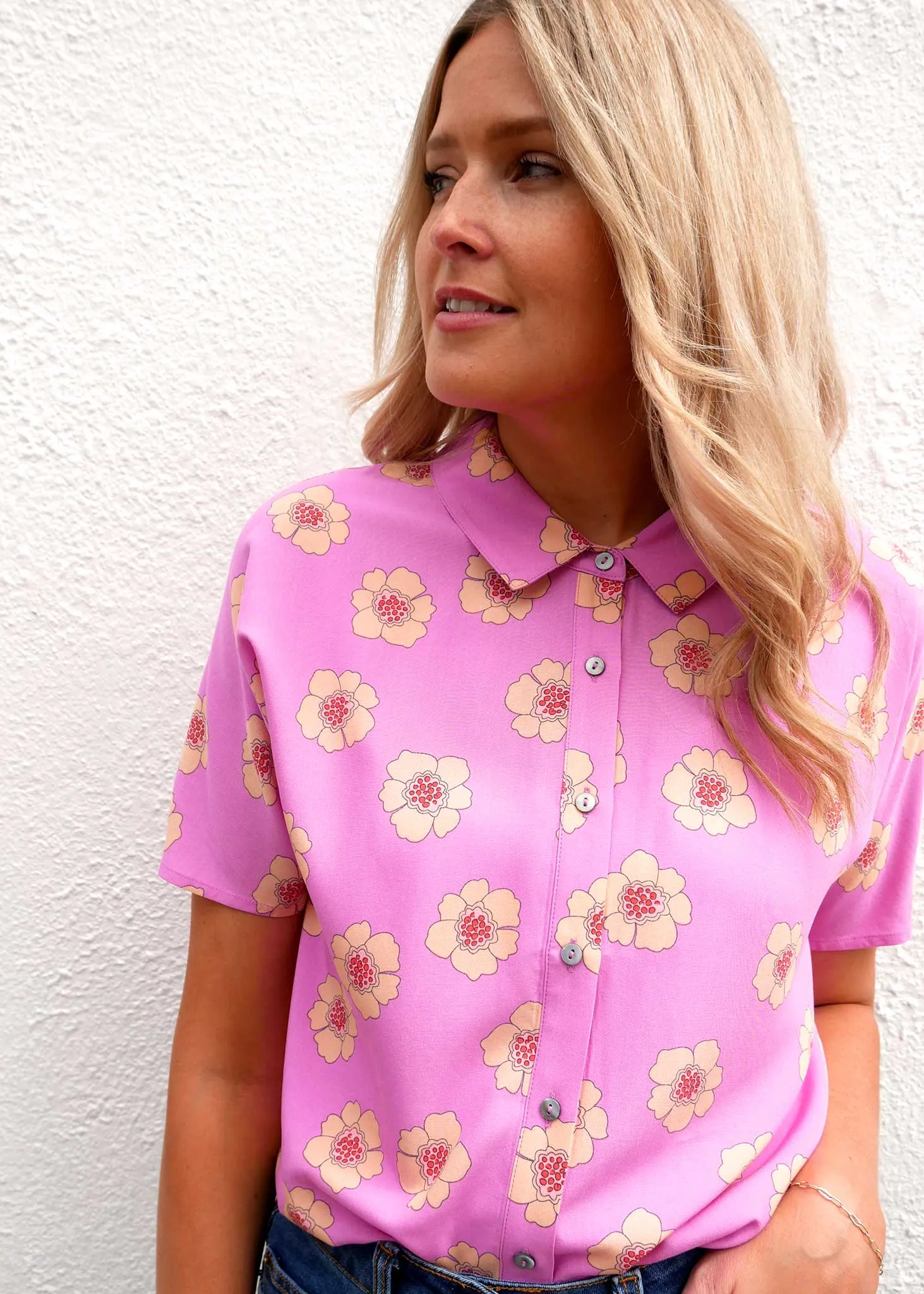 Posy EcoVero Nicky S/Sleeve Shirt (Pink)