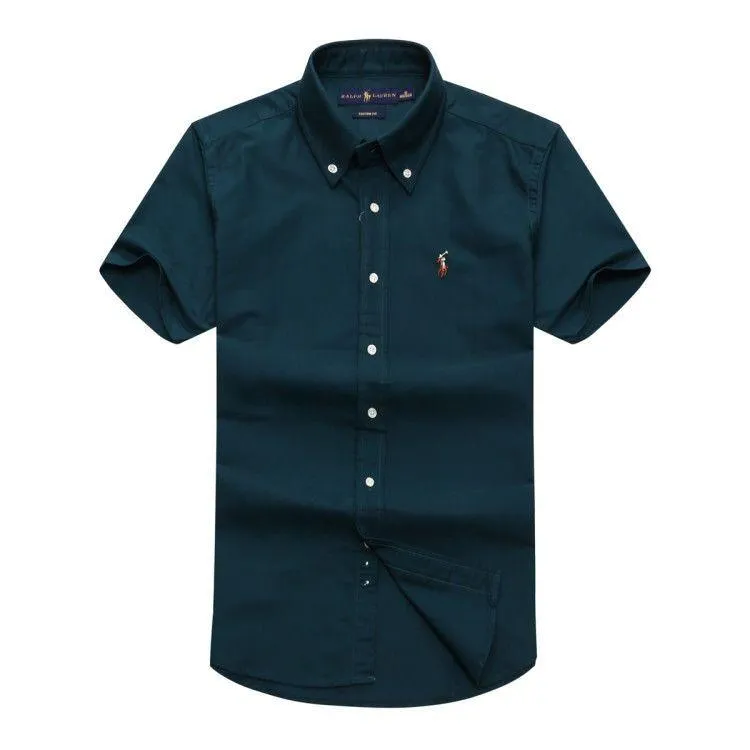 PRL Men's Classic Fit Oxford Button-Down Pony Logo Green