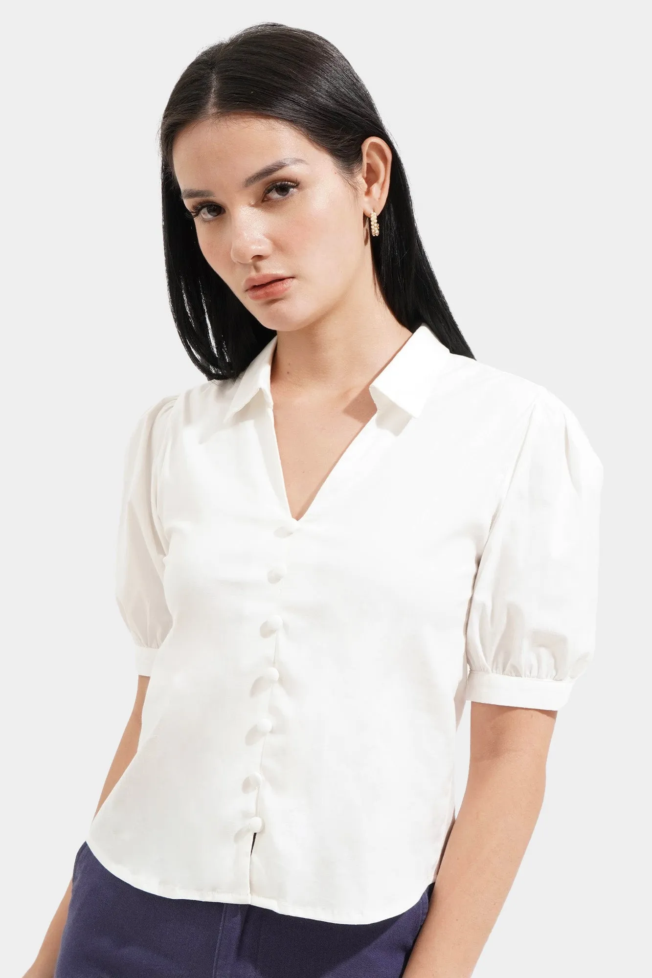 Puff Sleeve Button Down Top