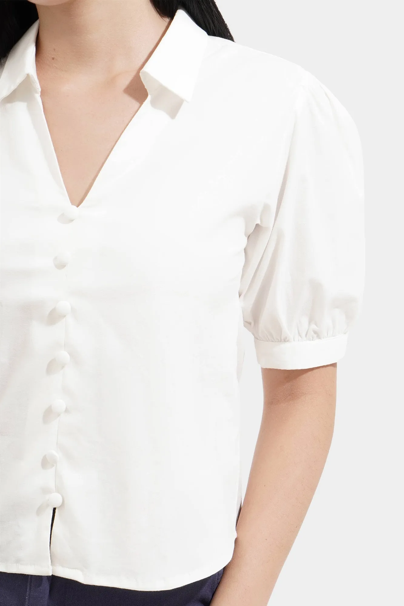 Puff Sleeve Button Down Top