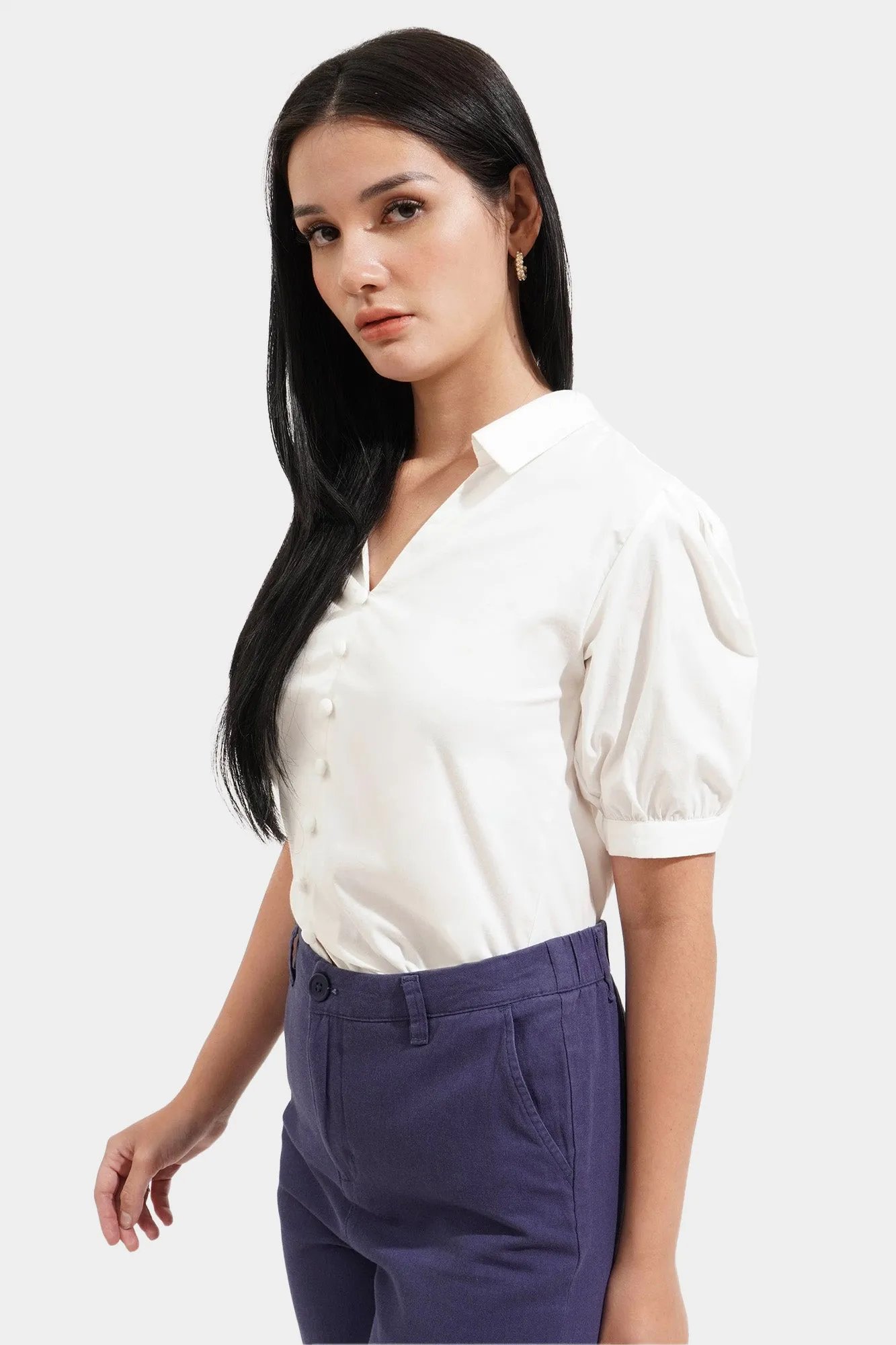 Puff Sleeve Button Down Top
