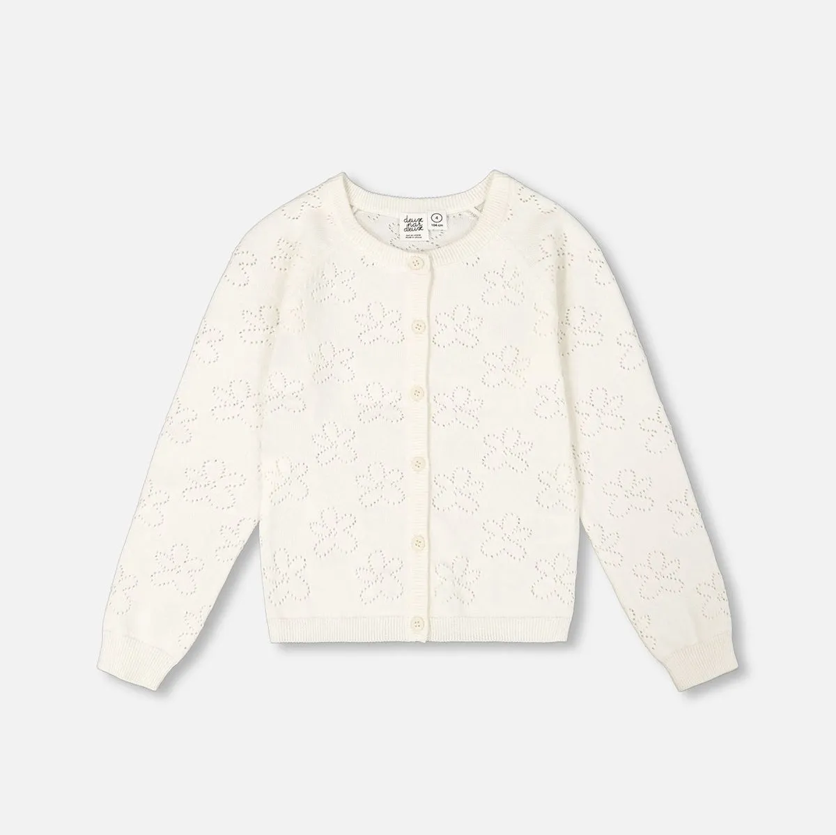 Pull Cardigan en Maille Pointelle Blanche - Deux par Deux