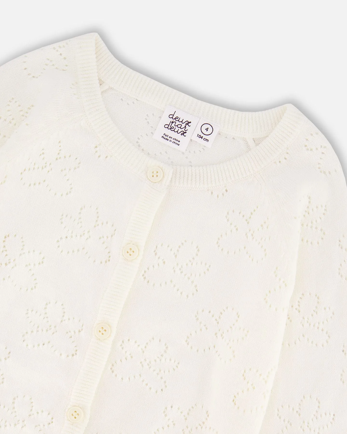 Pull Cardigan en Maille Pointelle Blanche - Deux par Deux
