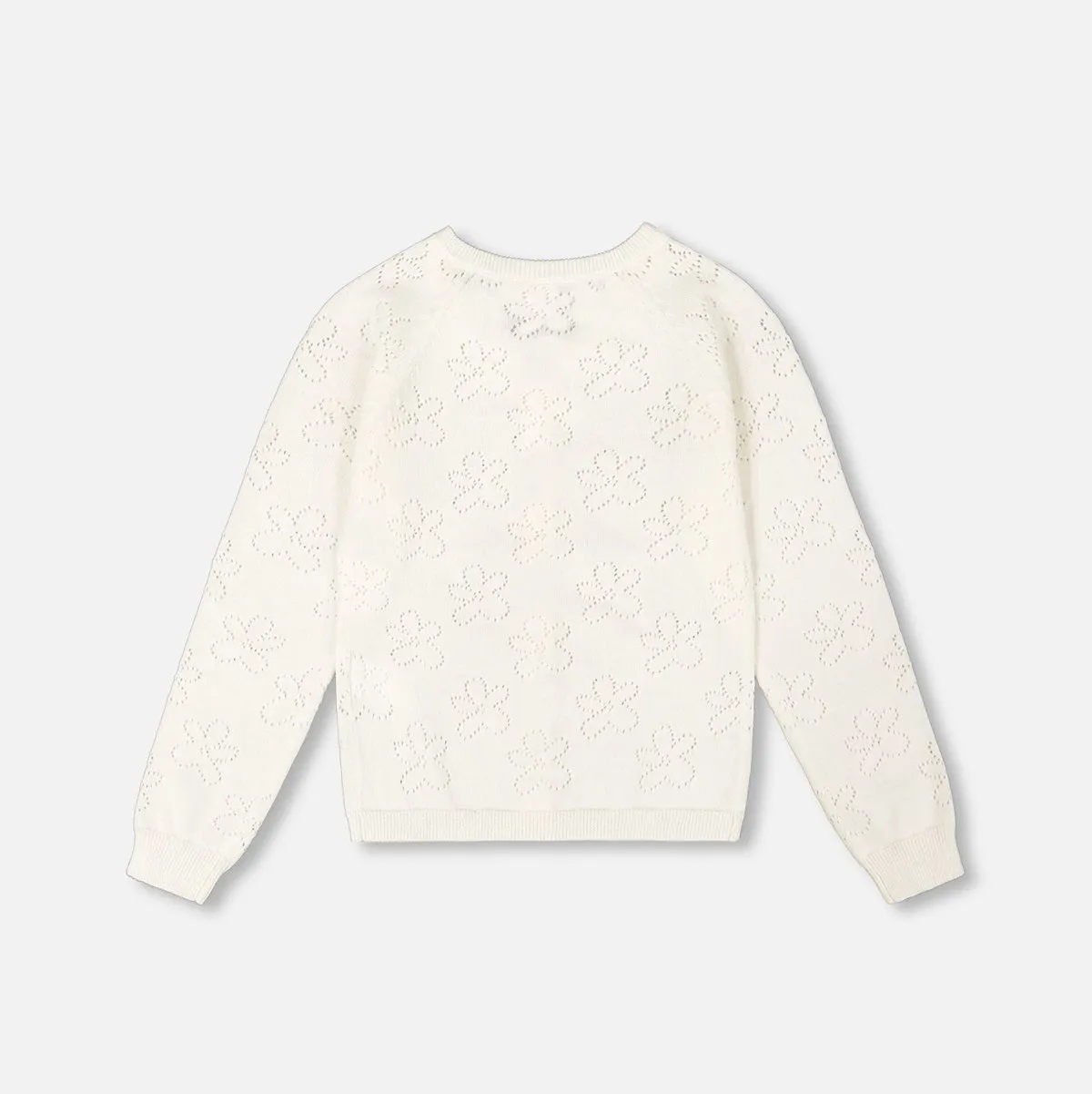 Pull Cardigan en Maille Pointelle Blanche - Deux par Deux