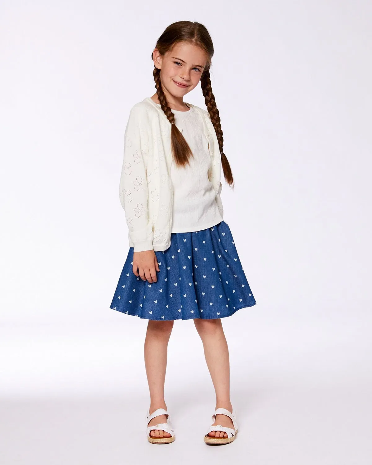 Pull Cardigan en Maille Pointelle Blanche - Deux par Deux