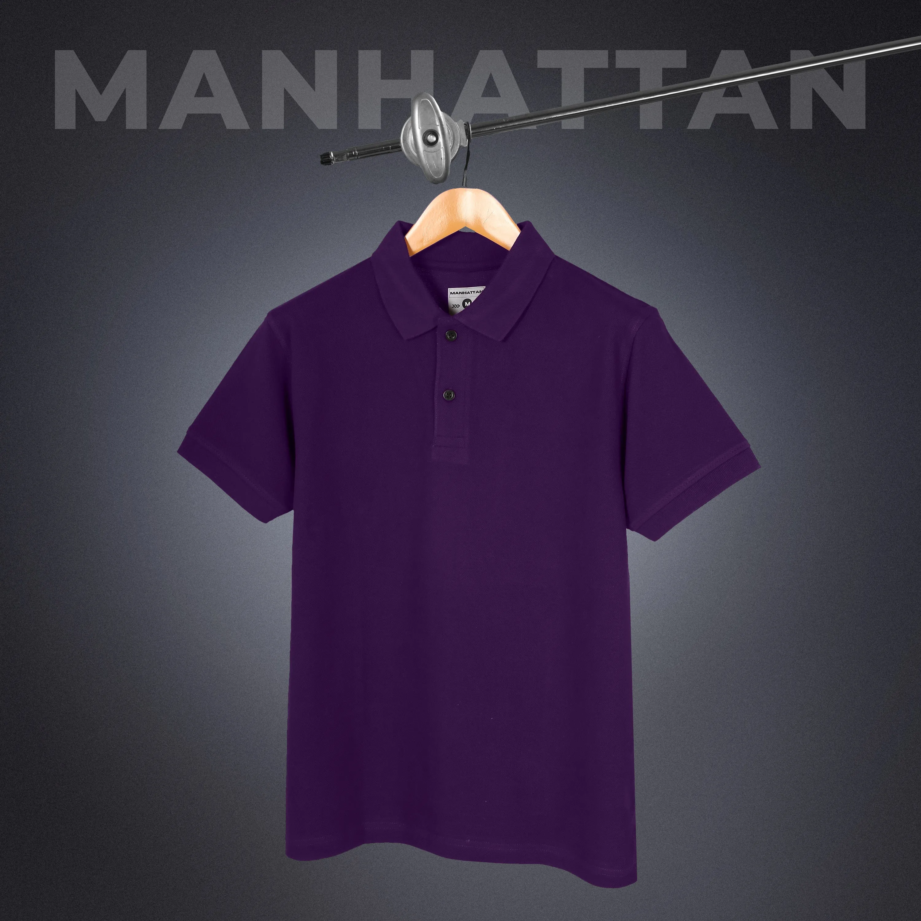 Pure Cotton Polo Plain T Shirts (Purple) Without Pocket