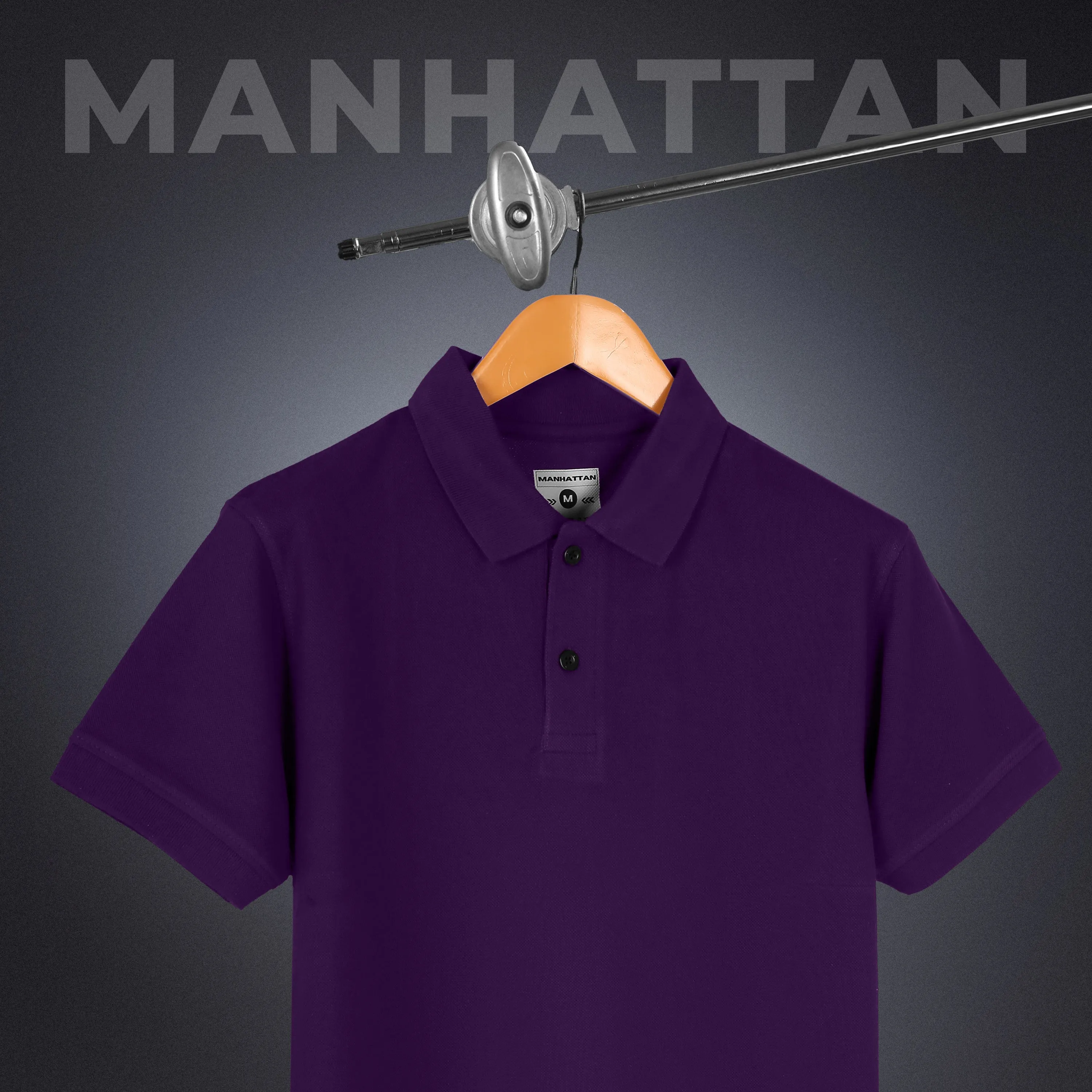 Pure Cotton Polo Plain T Shirts (Purple) Without Pocket