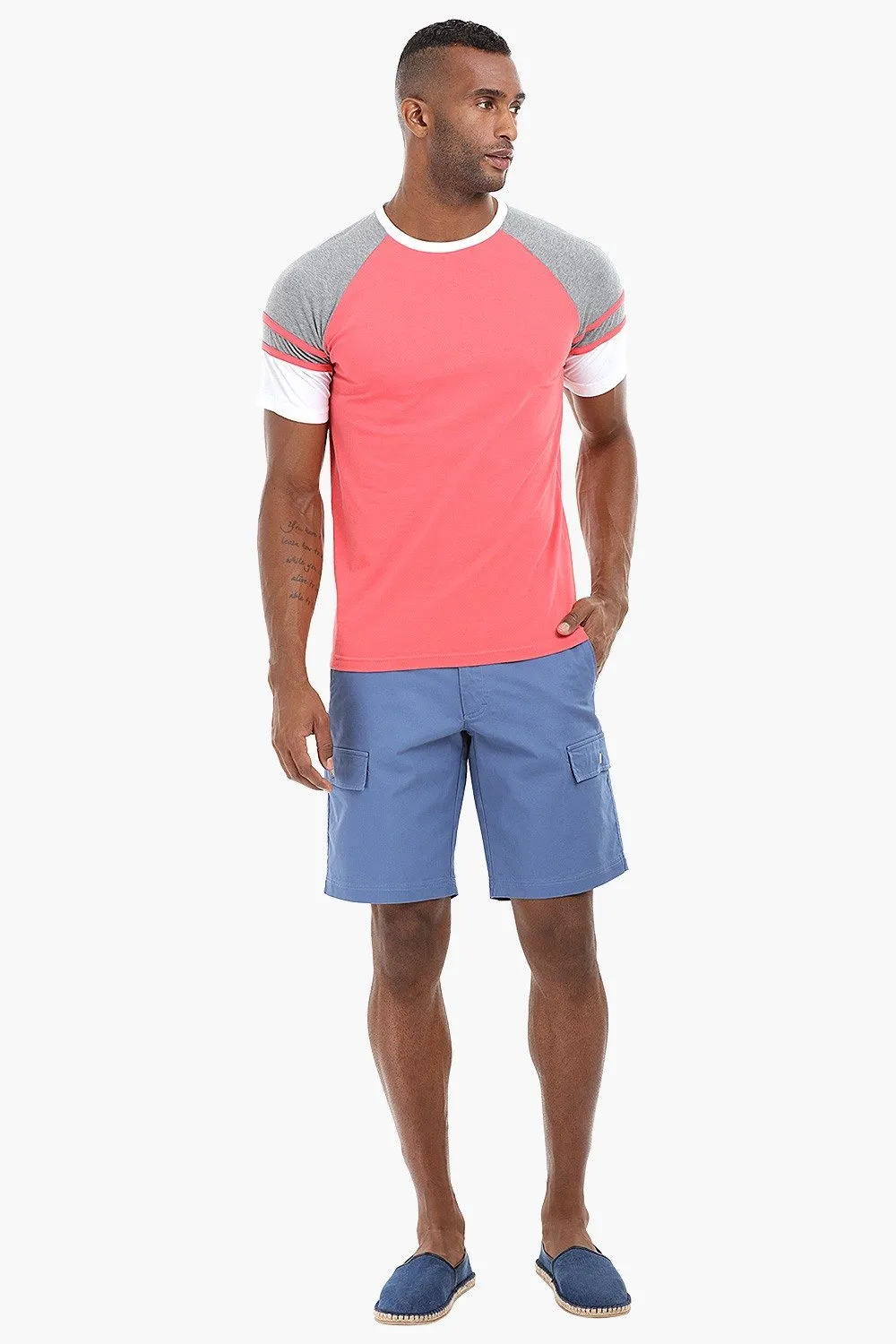 Raglan Cut & Sew Cotton T-Shirt