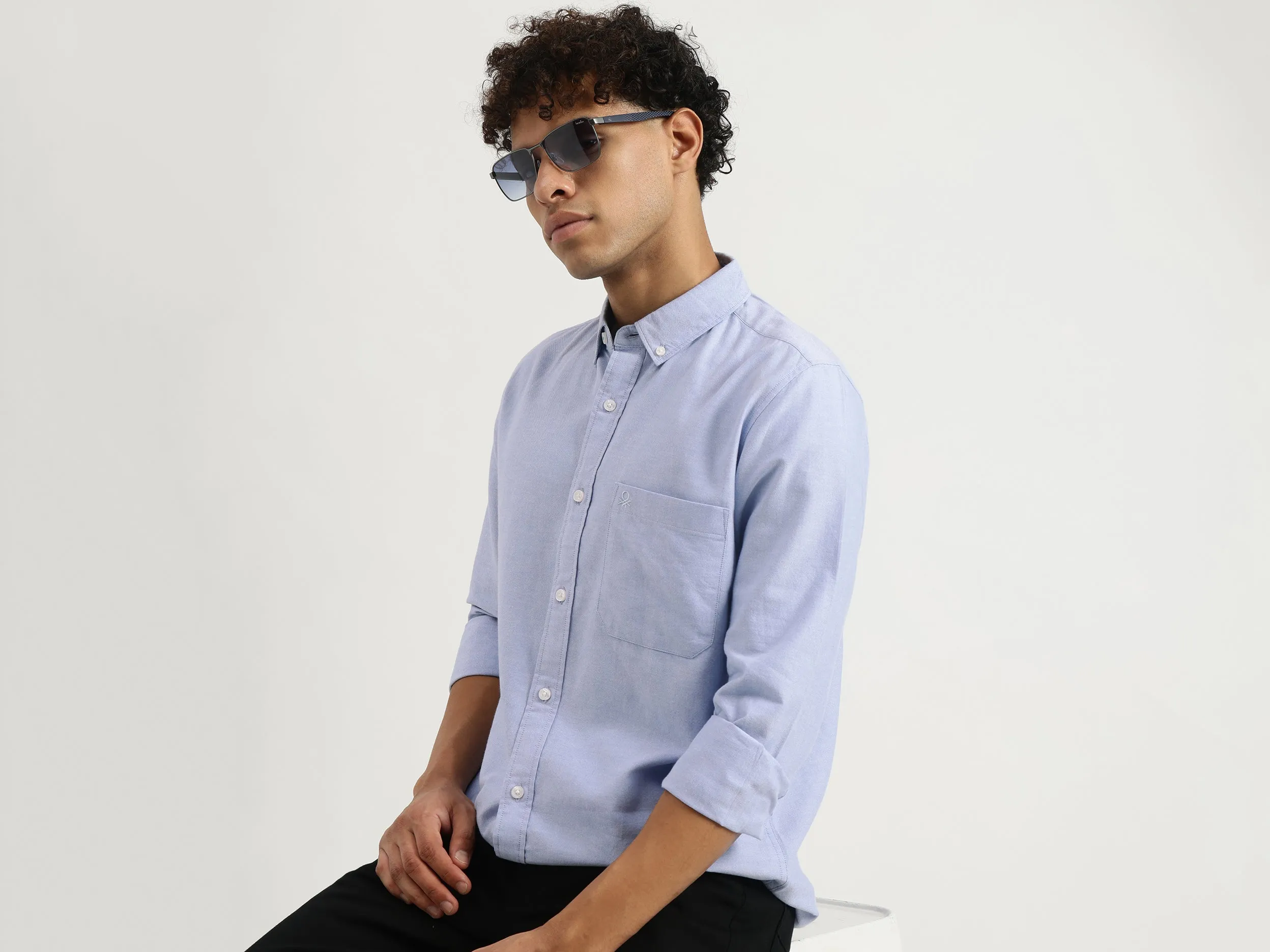 Regular Button Down Textured Shirt