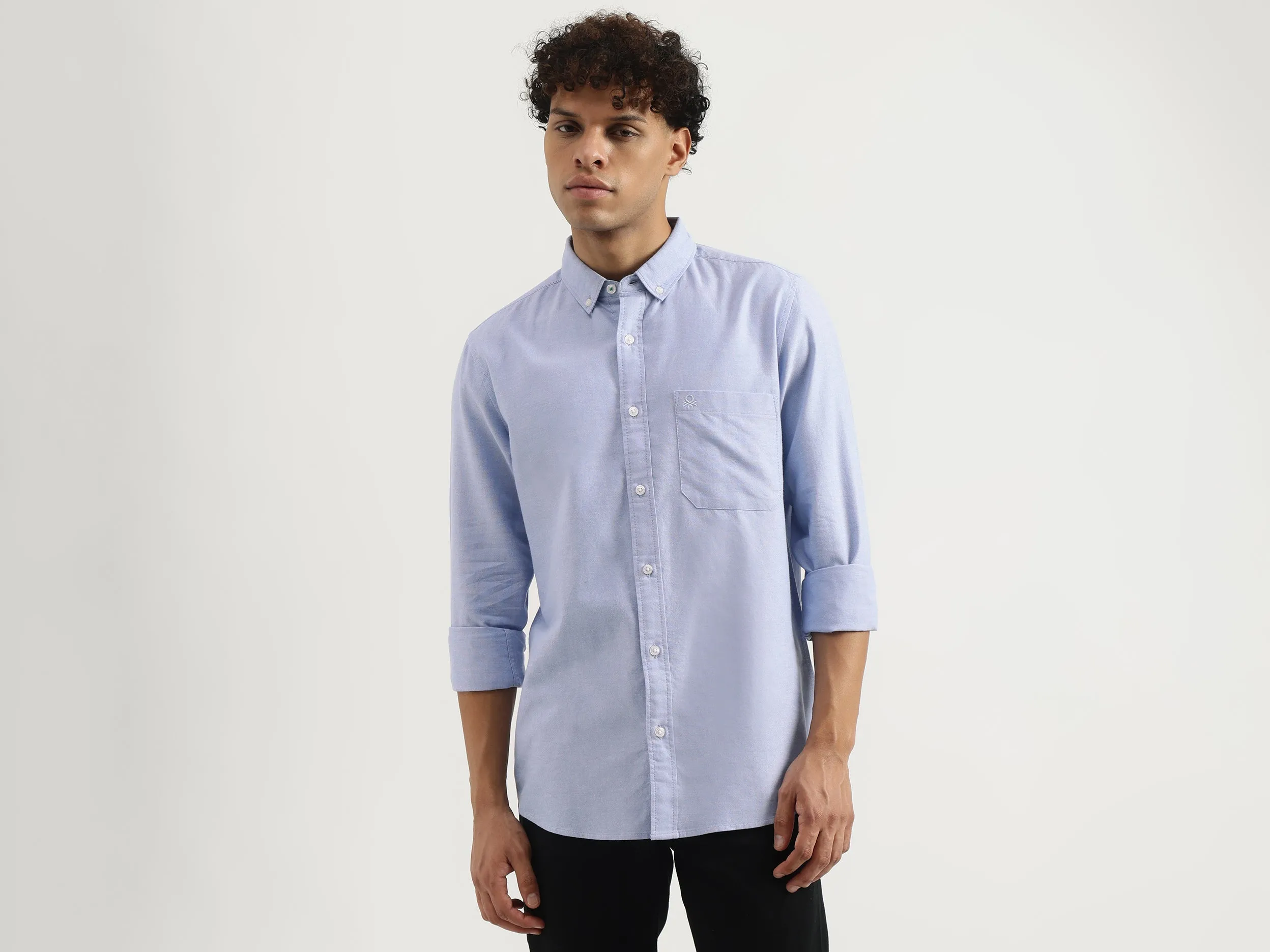 Regular Button Down Textured Shirt