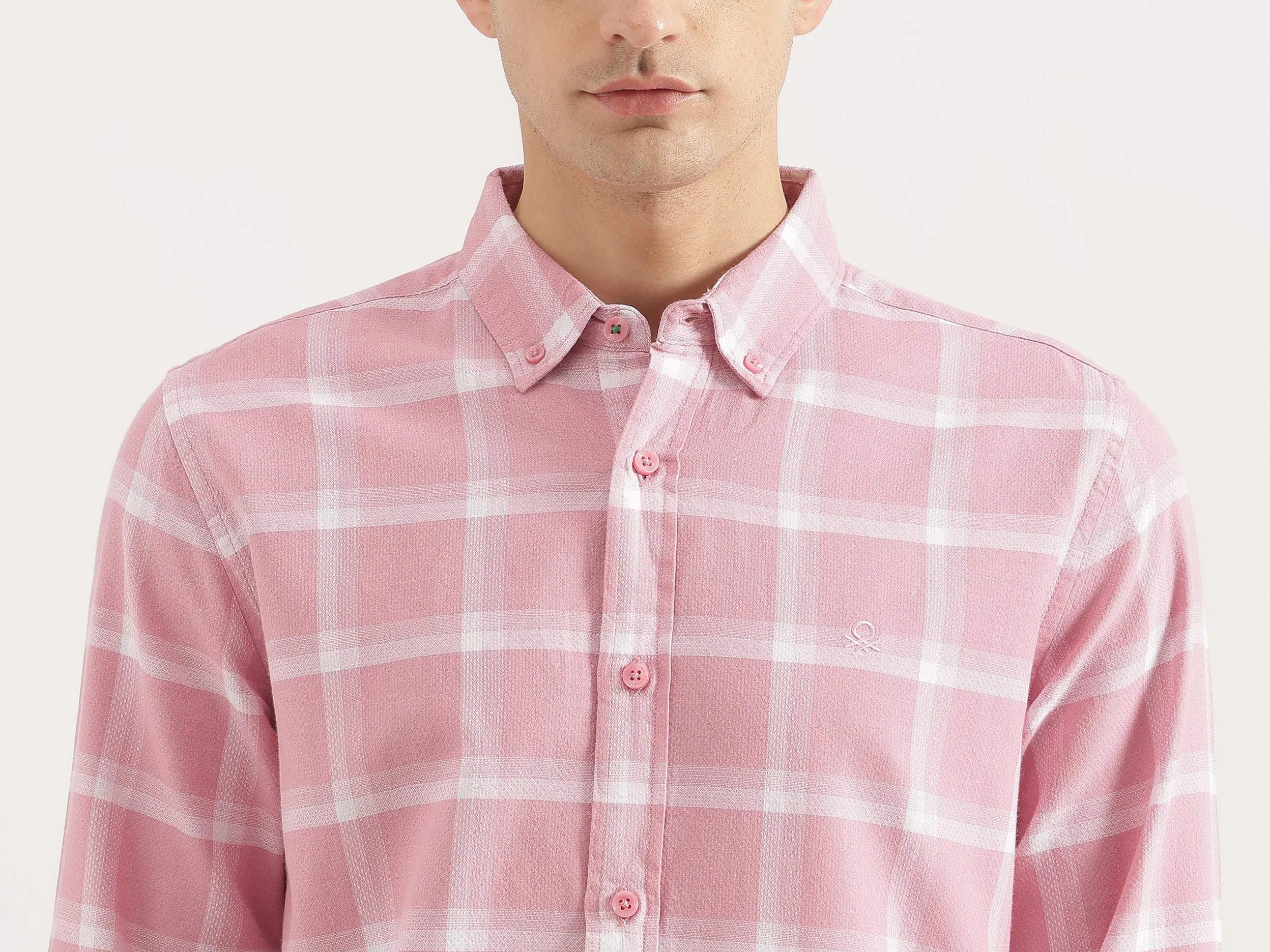 Regular Fit Button Down Collar Checkered Shirt