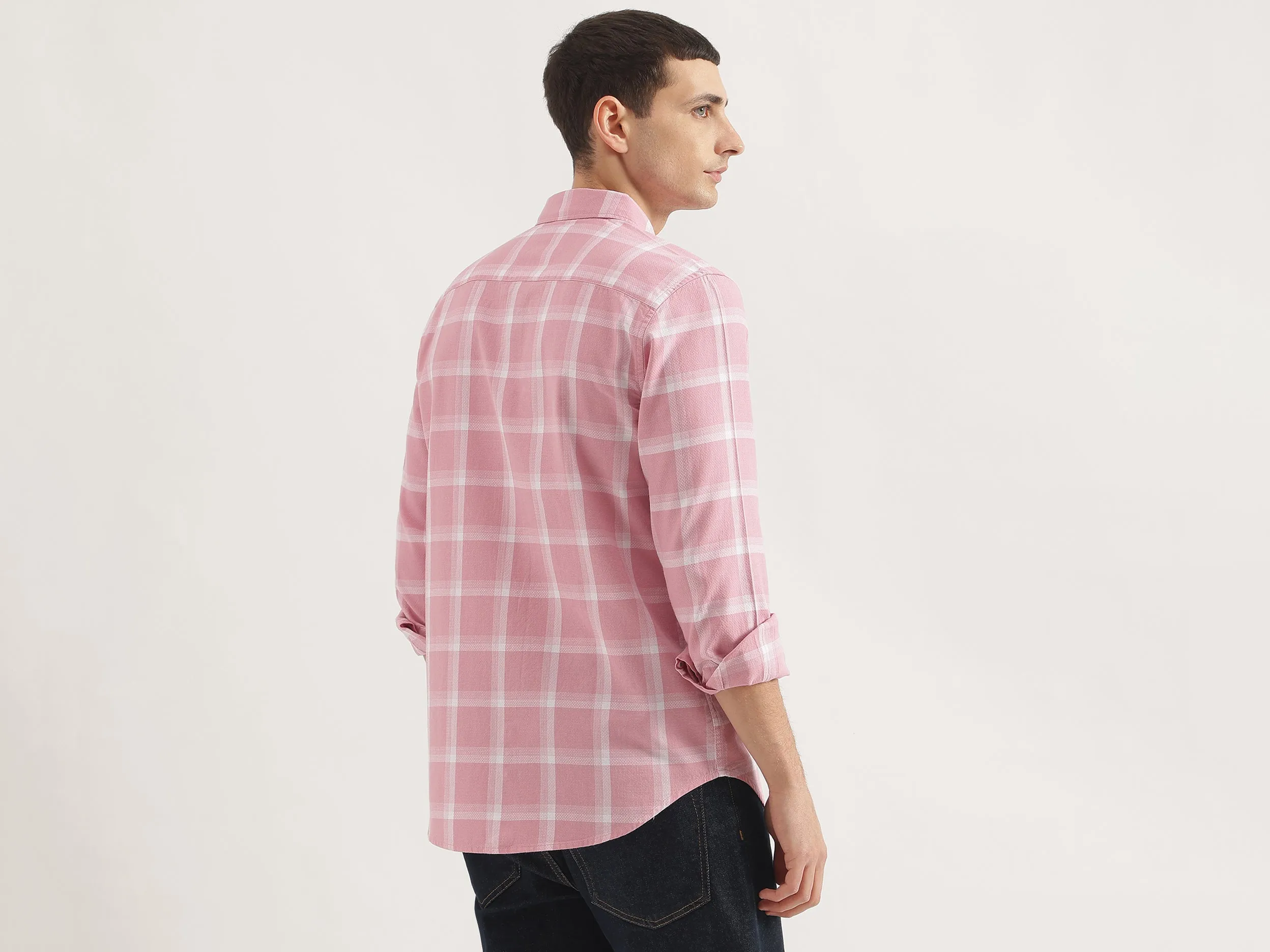 Regular Fit Button Down Collar Checkered Shirt