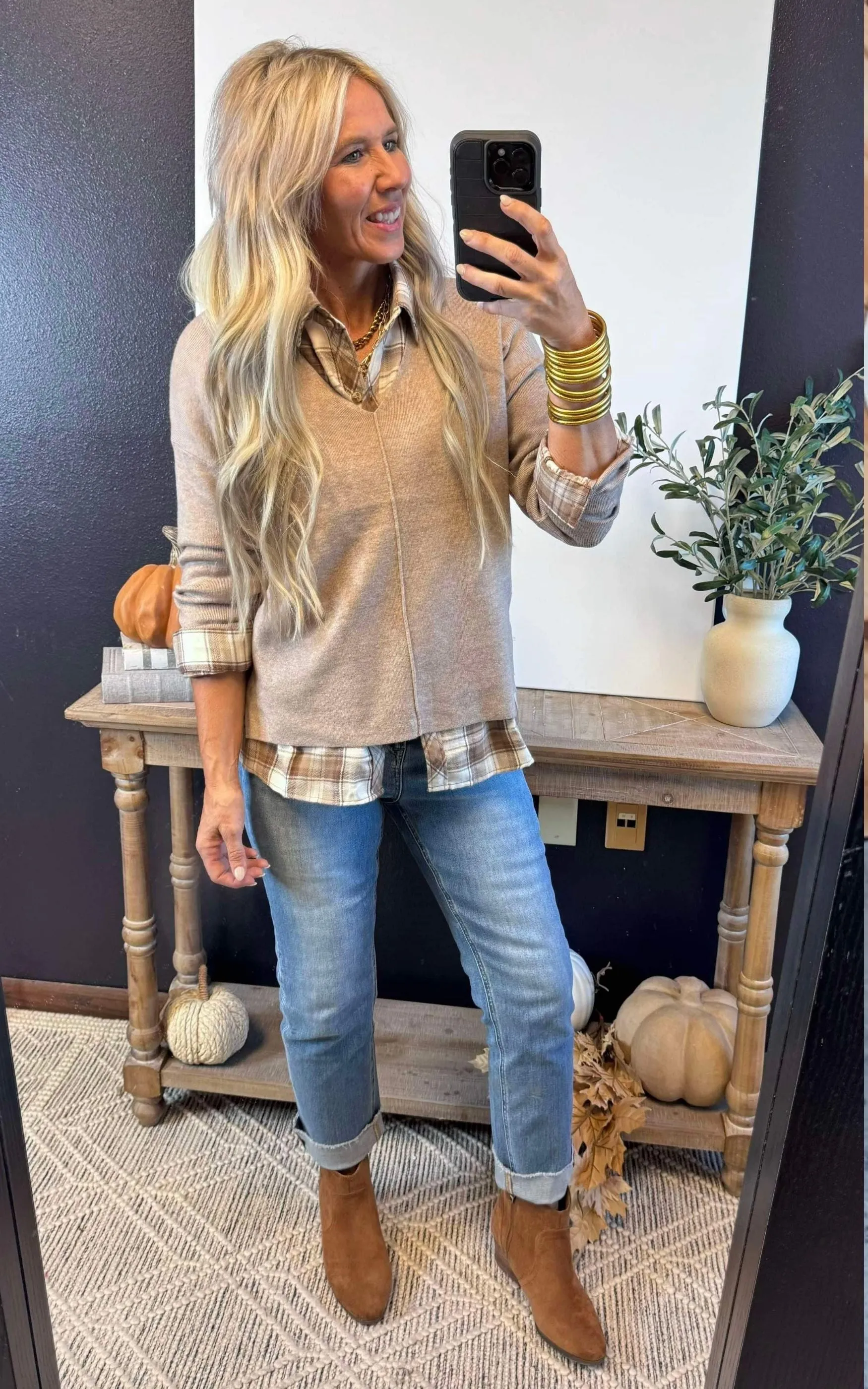 Relaxed V-Neck Sweater w/ Center Seam - Final Sale