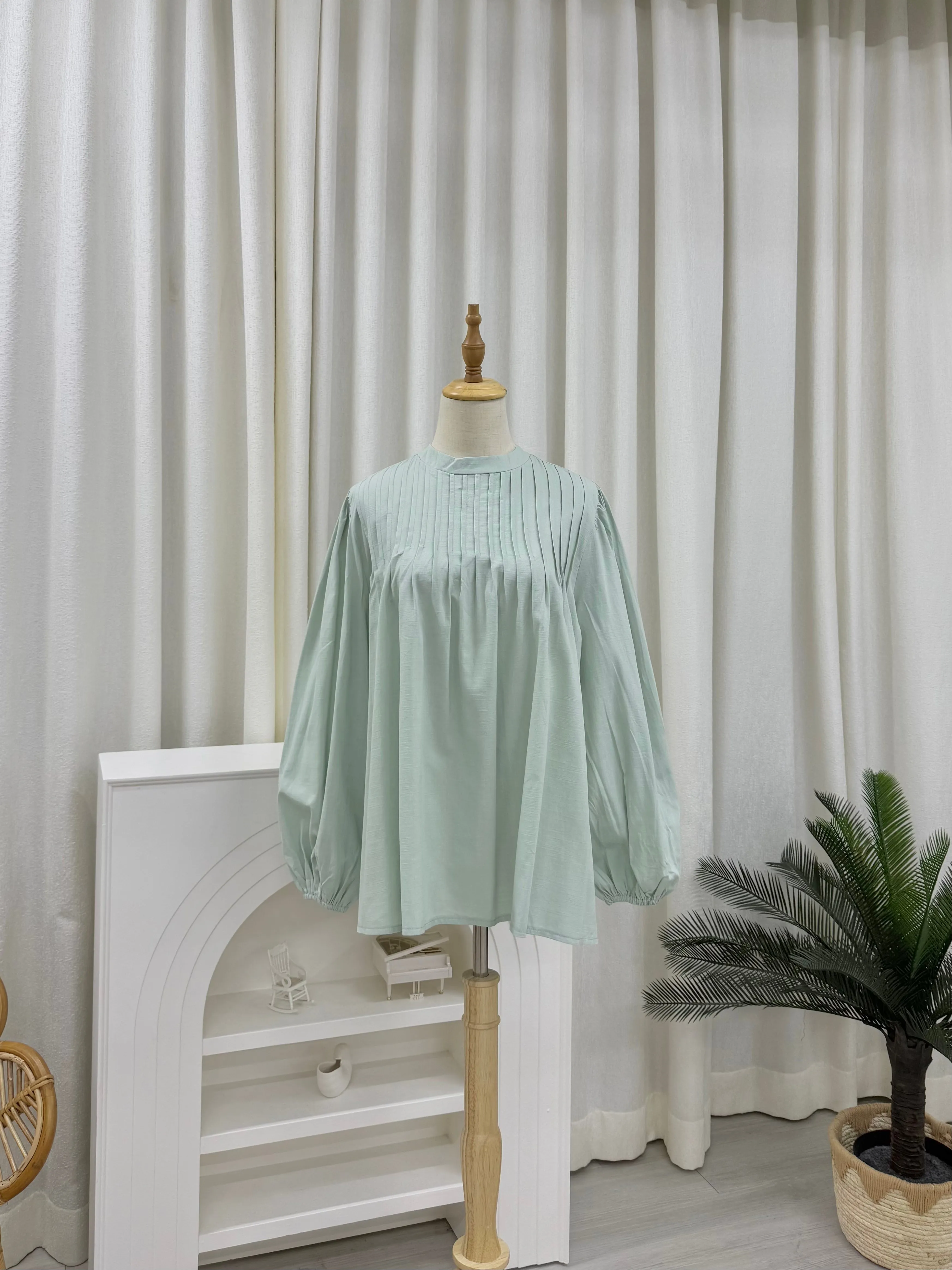 Rina Pleated Cotton Linen Top