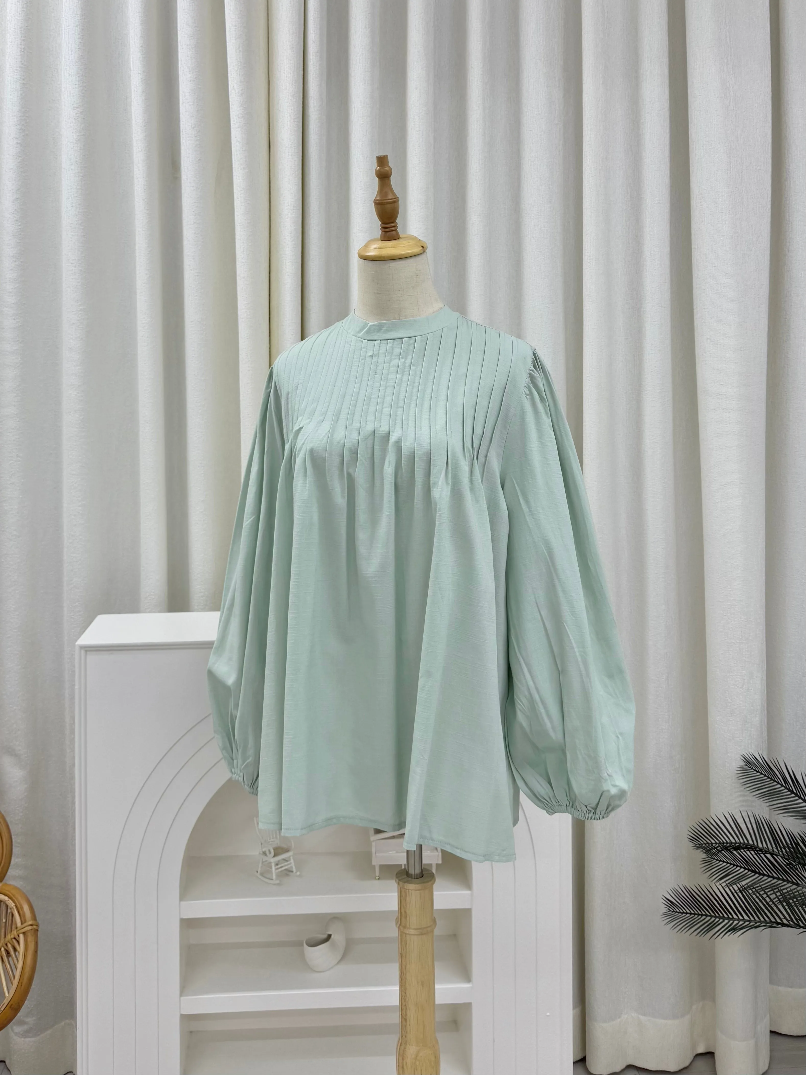 Rina Pleated Cotton Linen Top
