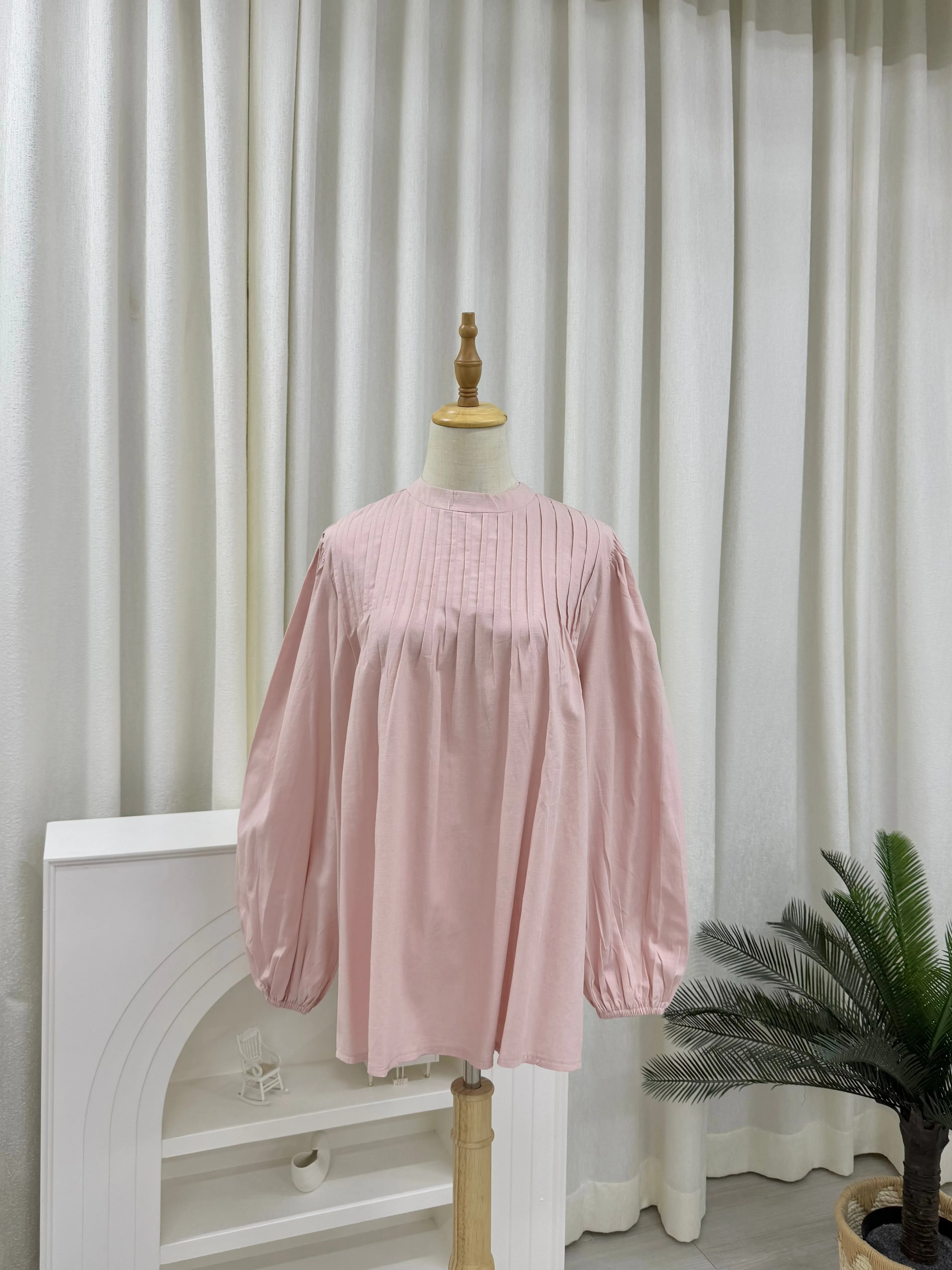 Rina Pleated Cotton Linen Top