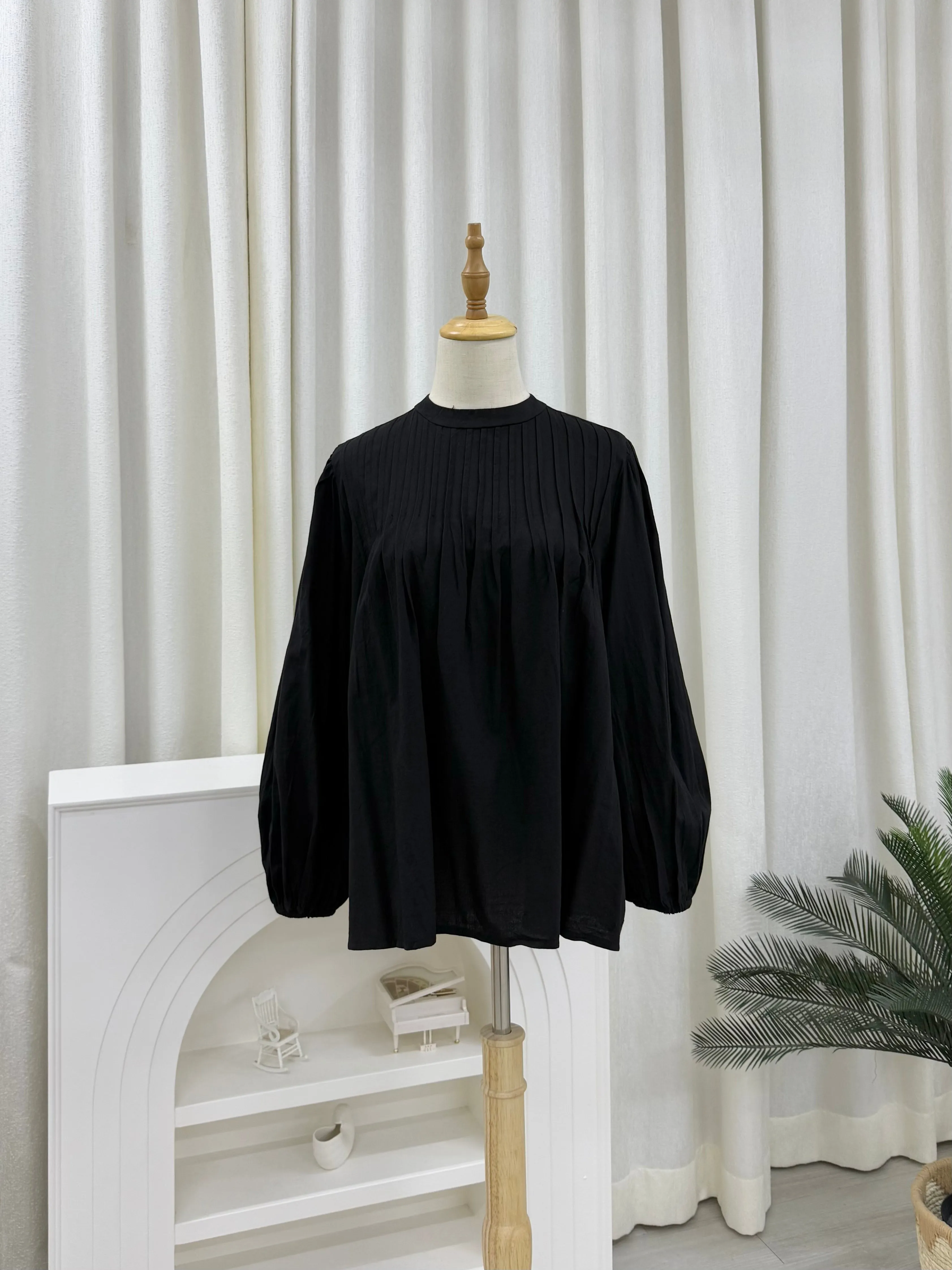 Rina Pleated Cotton Linen Top