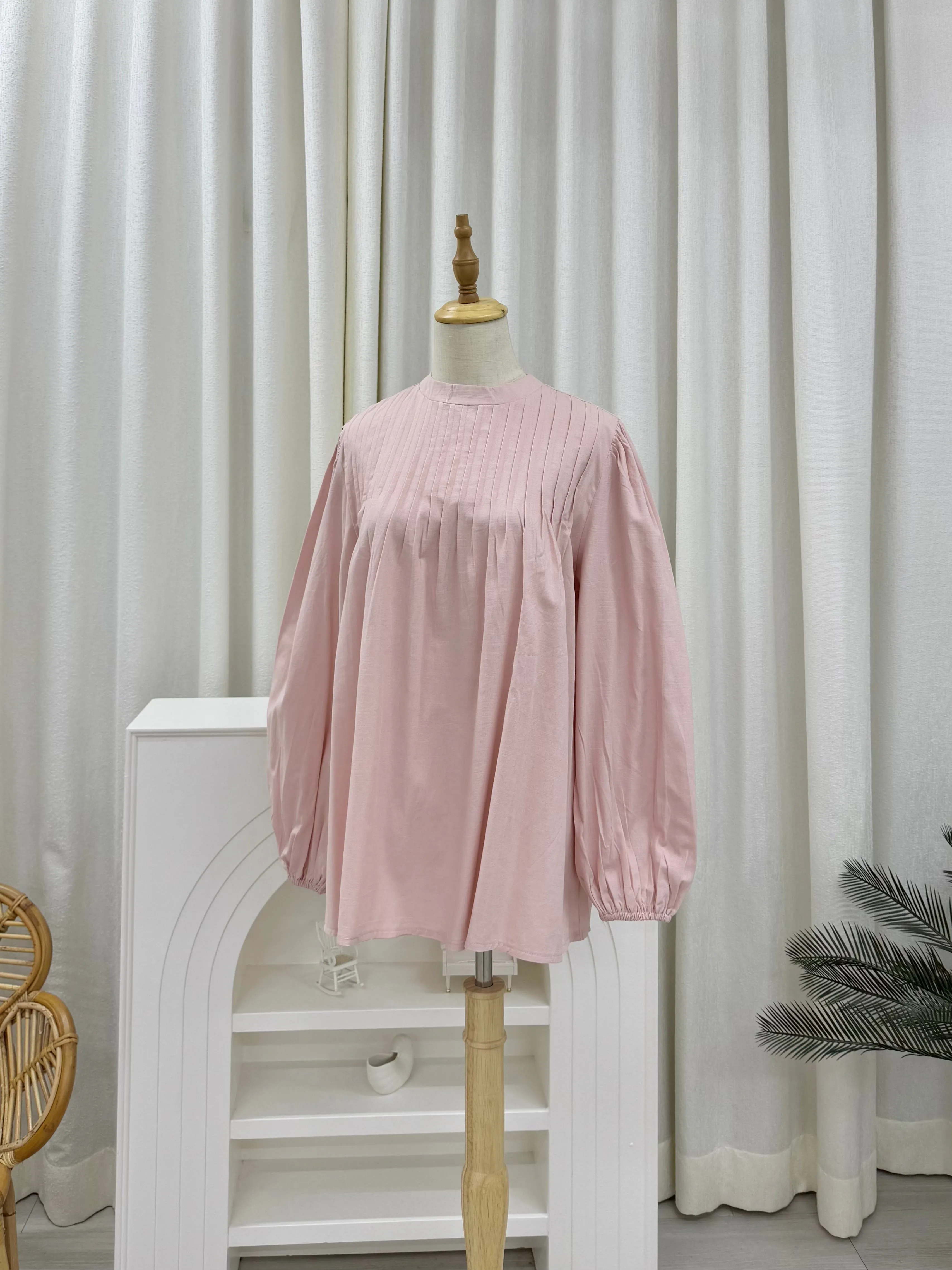 Rina Pleated Cotton Linen Top