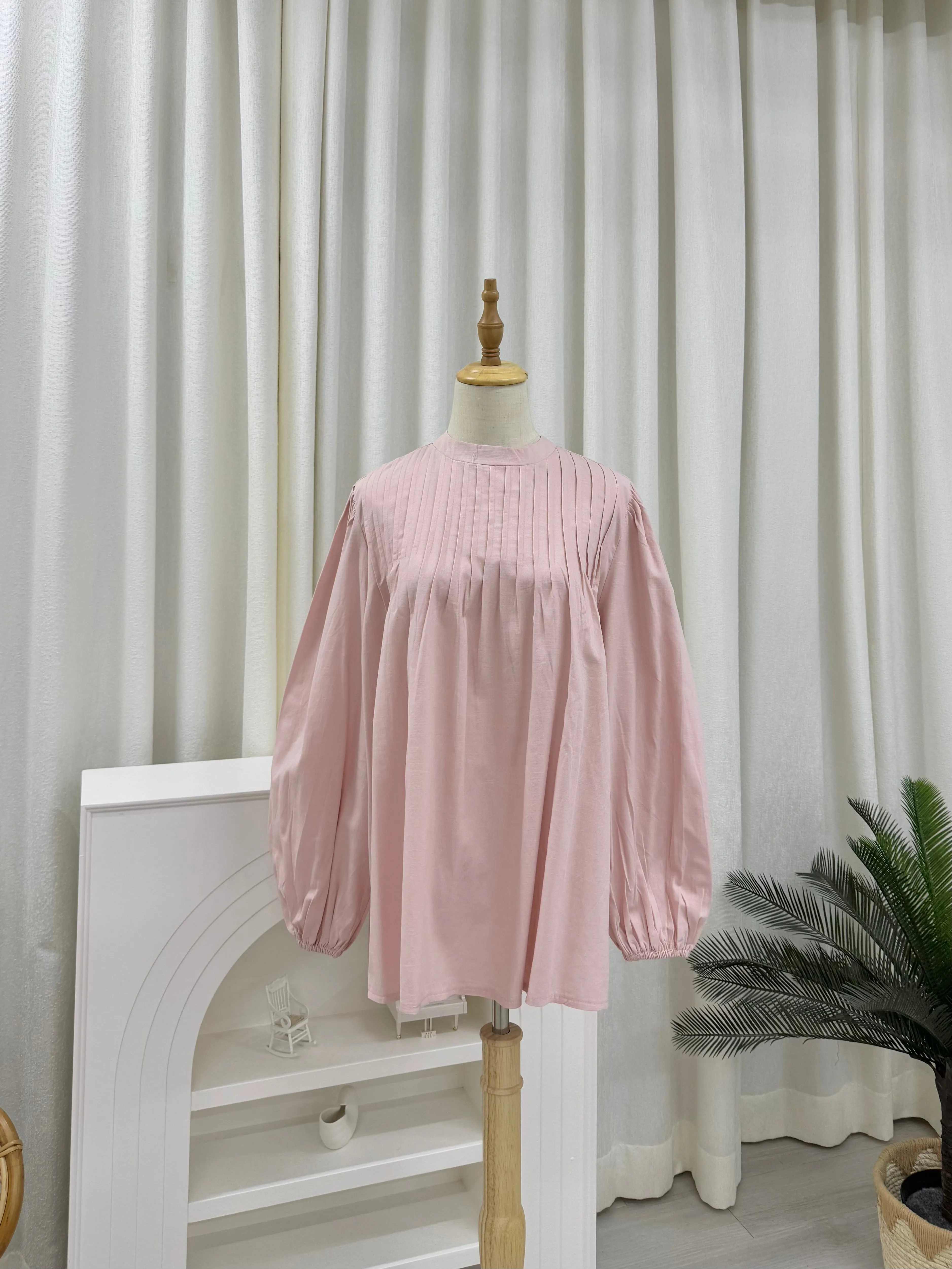 Rina Pleated Cotton Linen Top
