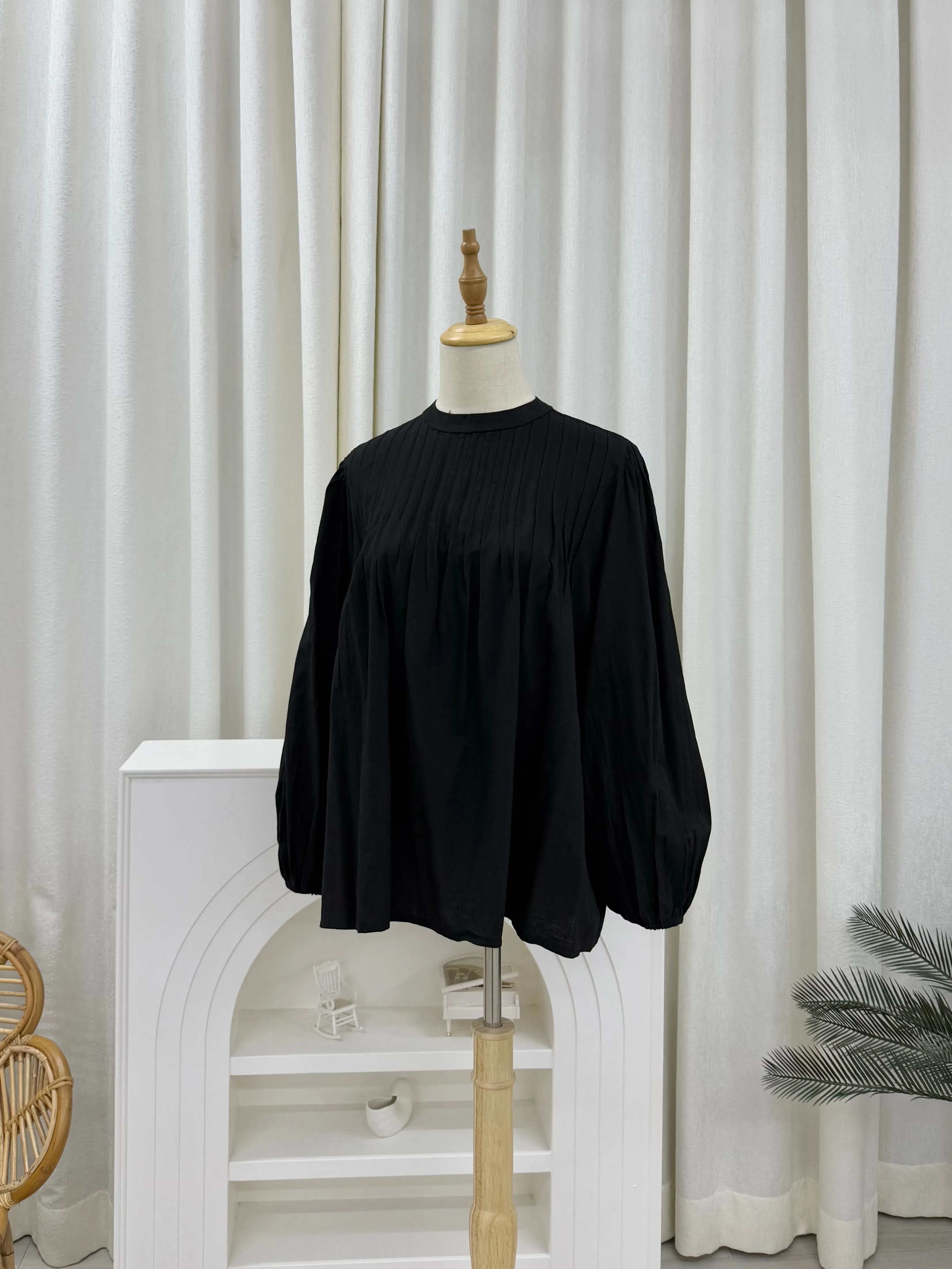 Rina Pleated Cotton Linen Top