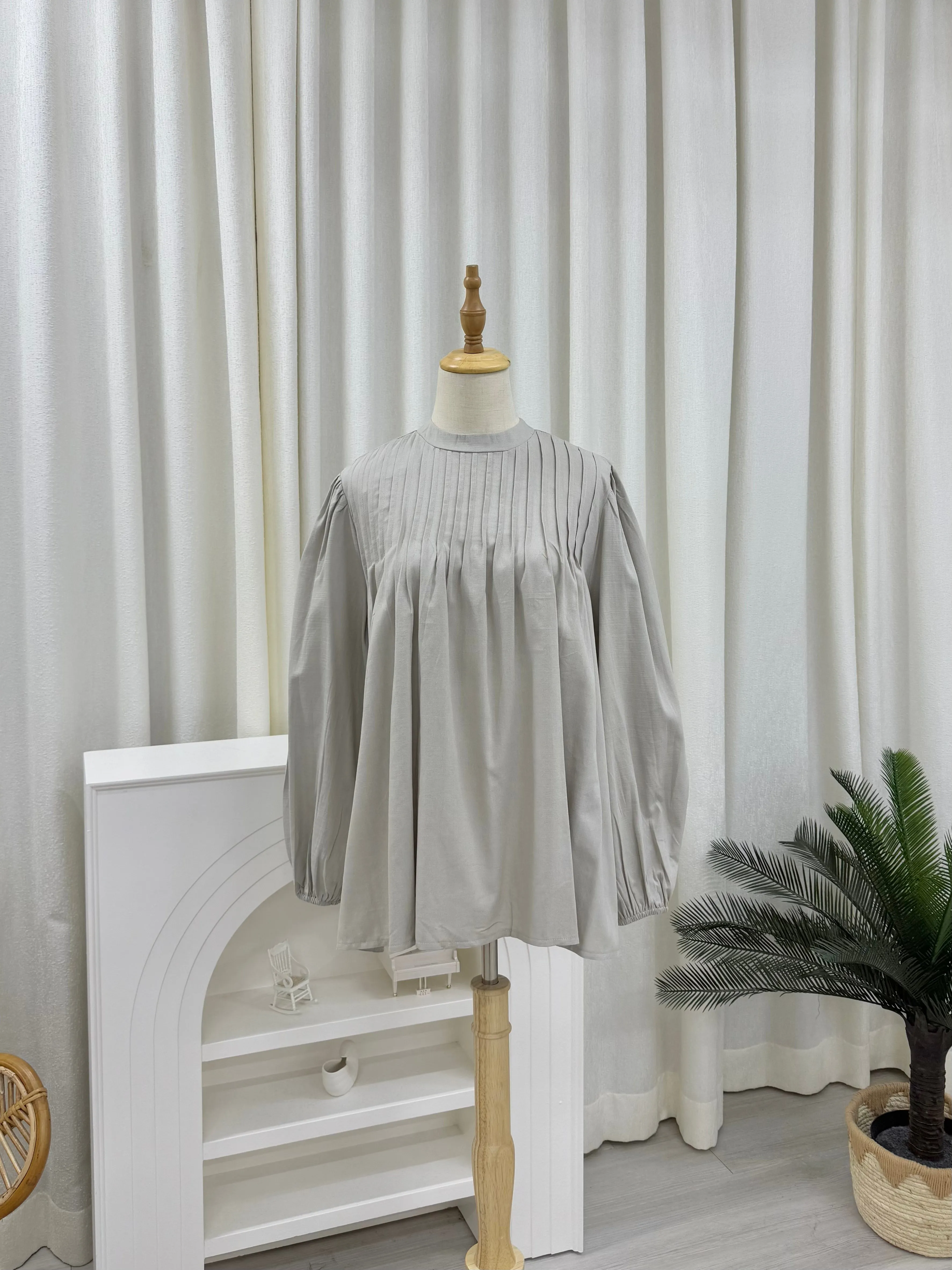 Rina Pleated Cotton Linen Top