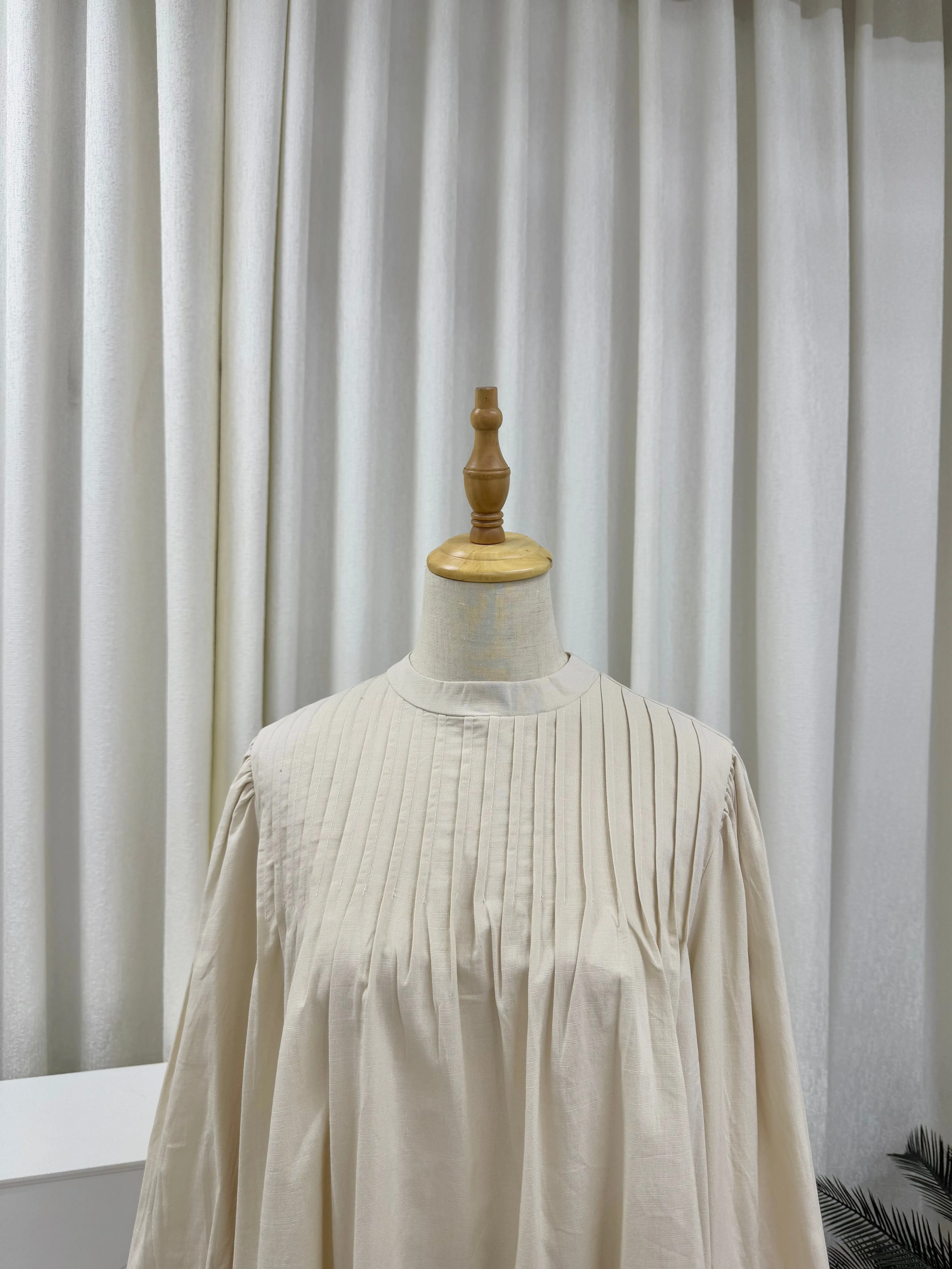 Rina Pleated Cotton Linen Top