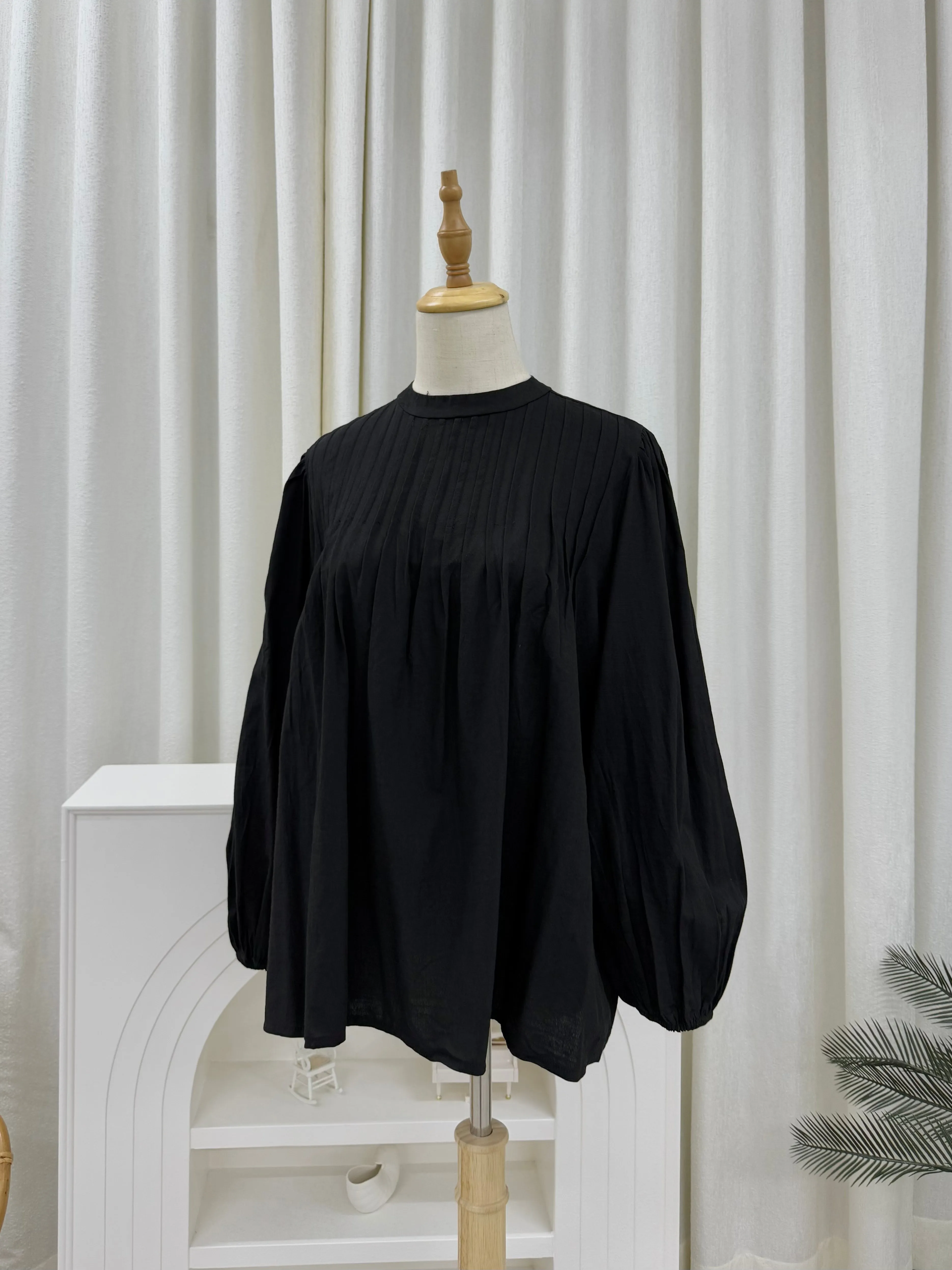 Rina Pleated Cotton Linen Top