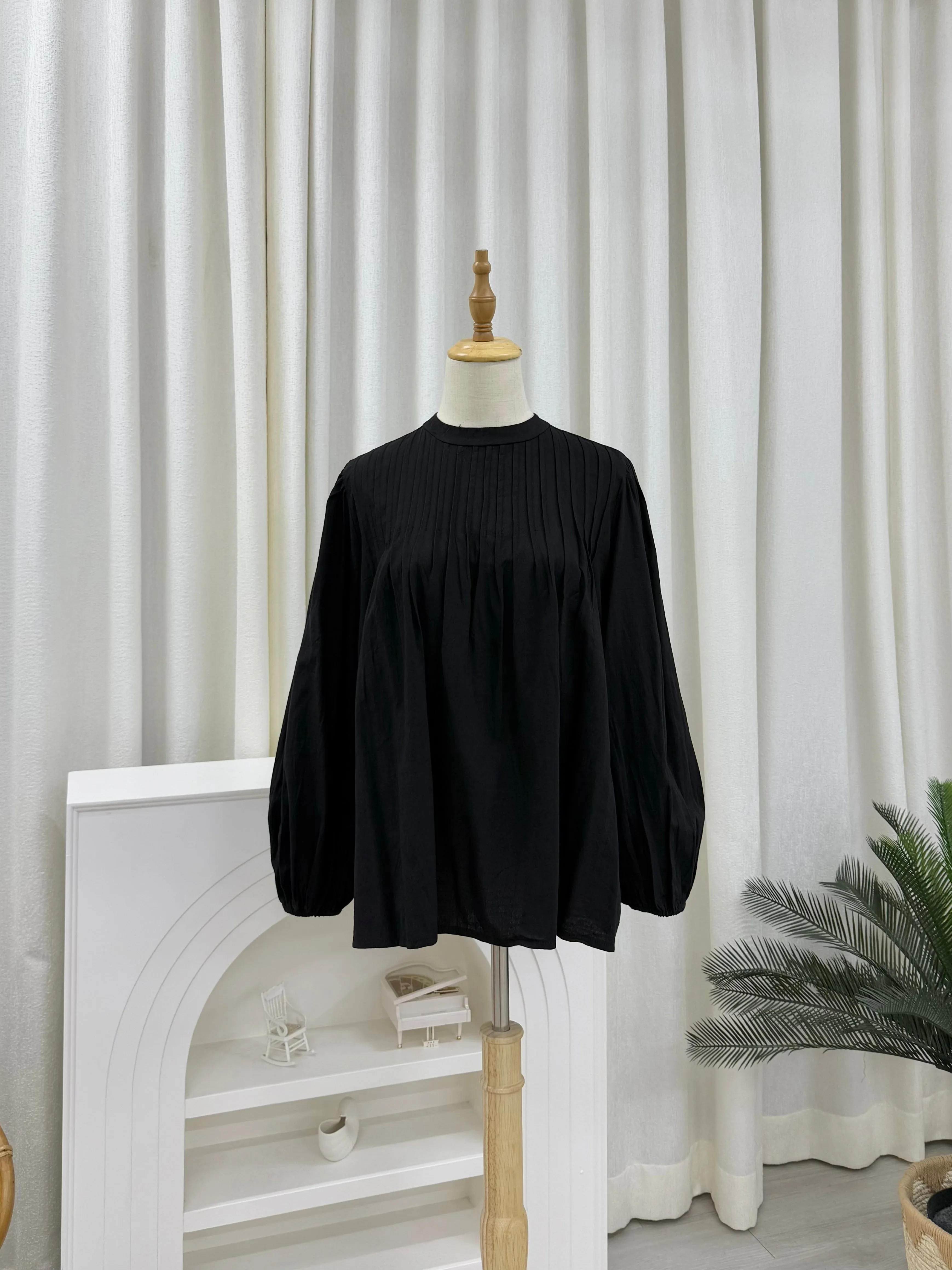 Rina Pleated Cotton Linen Top