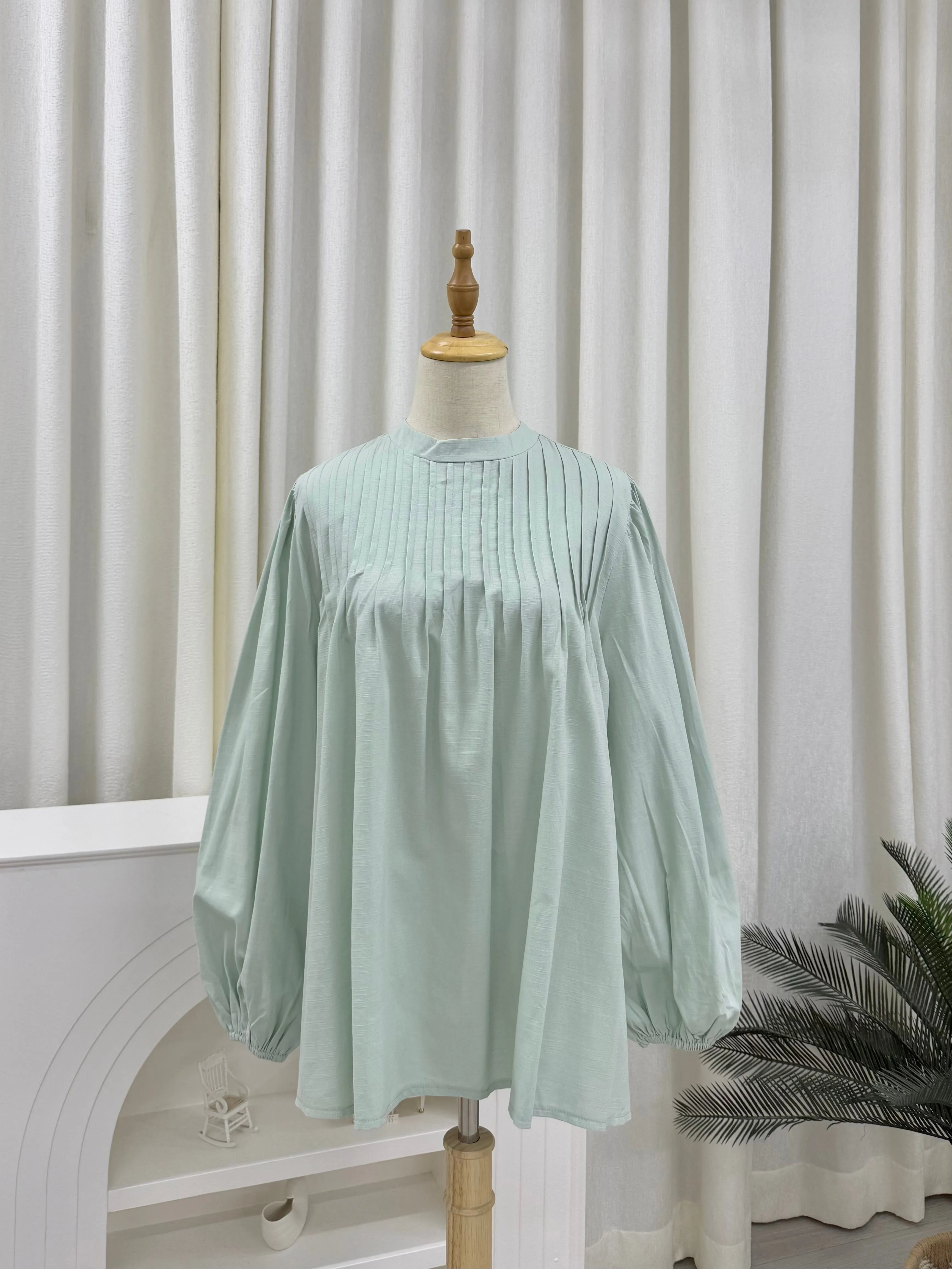 Rina Pleated Cotton Linen Top