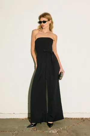 Robin Strapless Sash Belt Wide Leg Jumpsuit