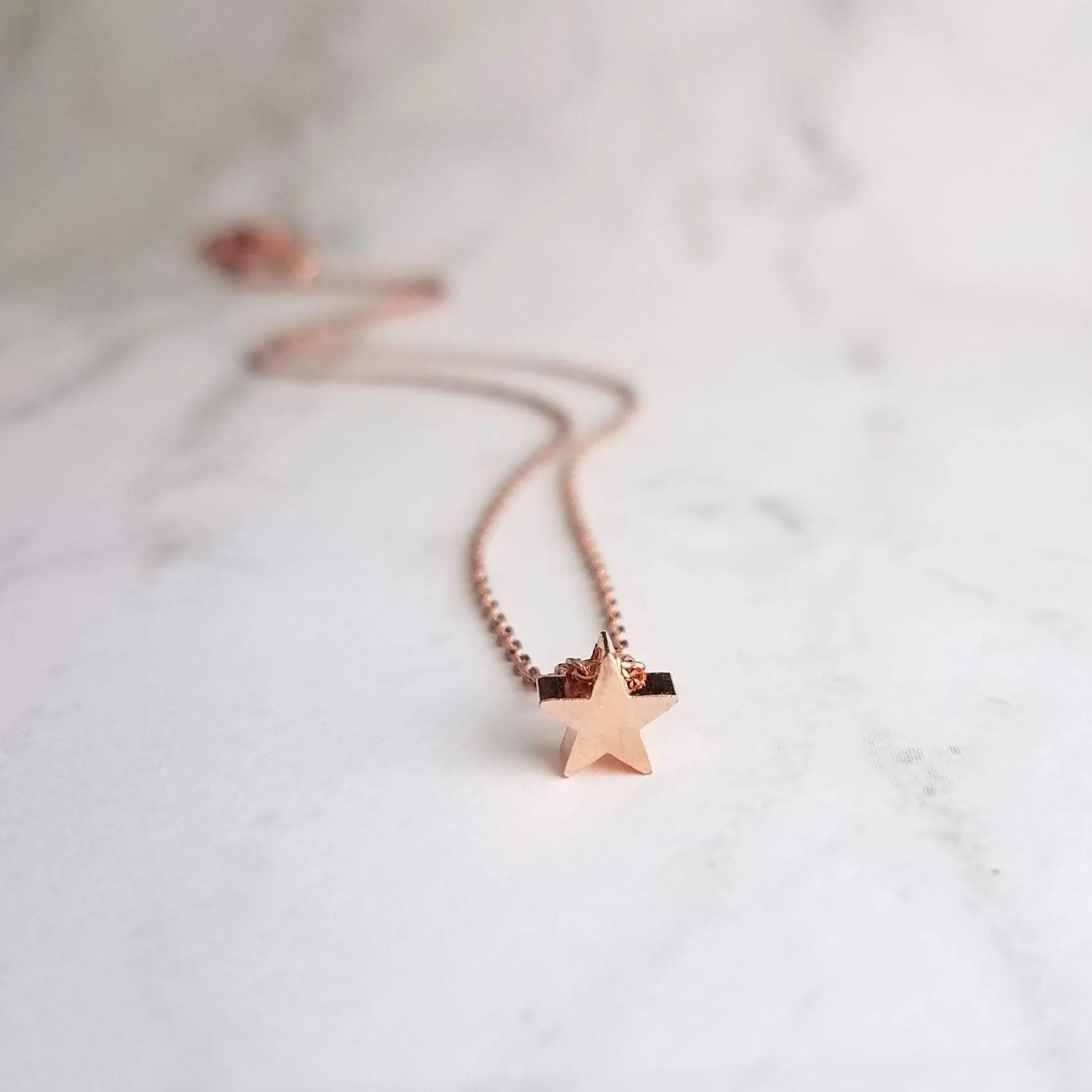 Rose Gold Star Necklace, star pendant, rose gold star slider bead, rose gold star charm, simple rose gold star, small rose gold star, lucky
