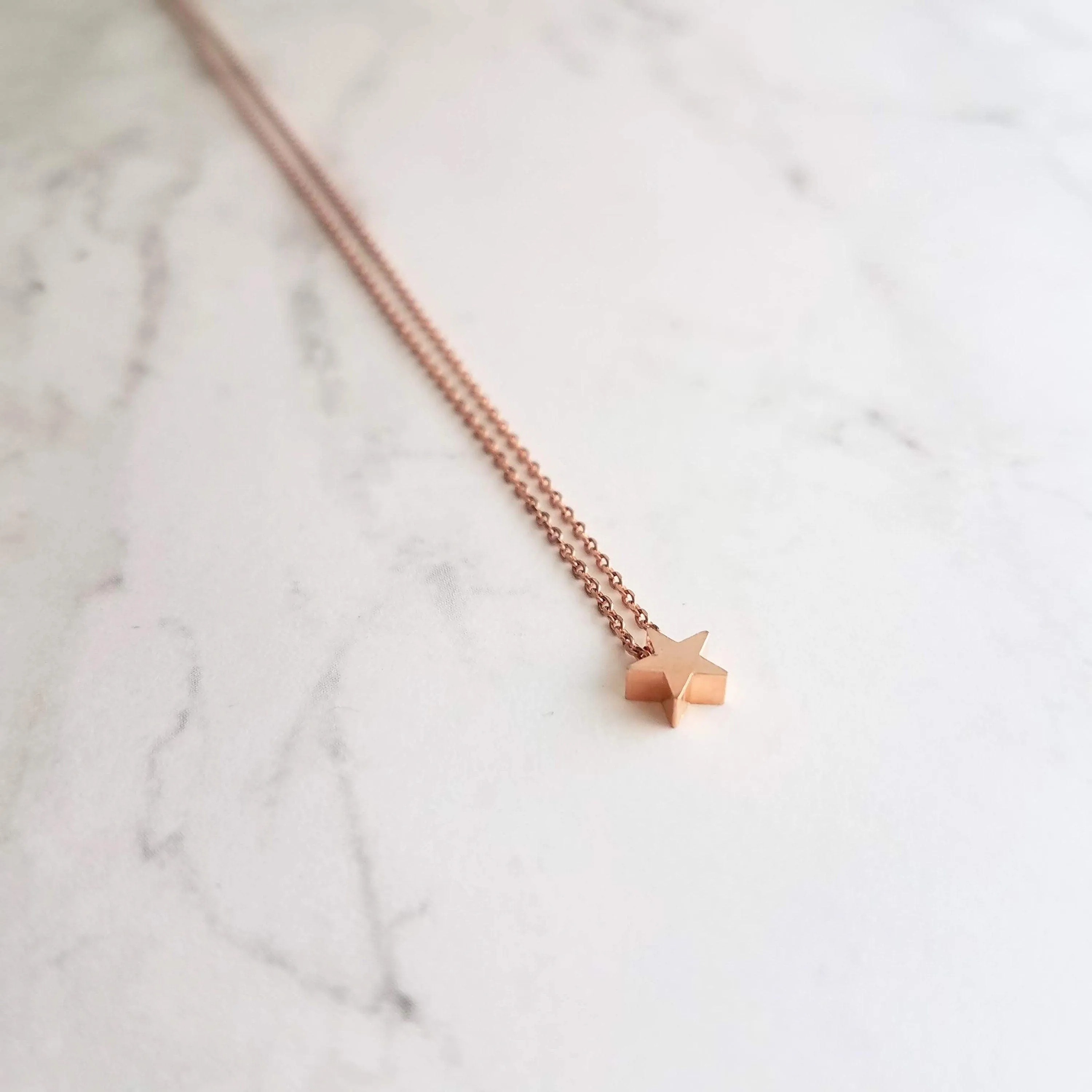Rose Gold Star Necklace, star pendant, rose gold star slider bead, rose gold star charm, simple rose gold star, small rose gold star, lucky