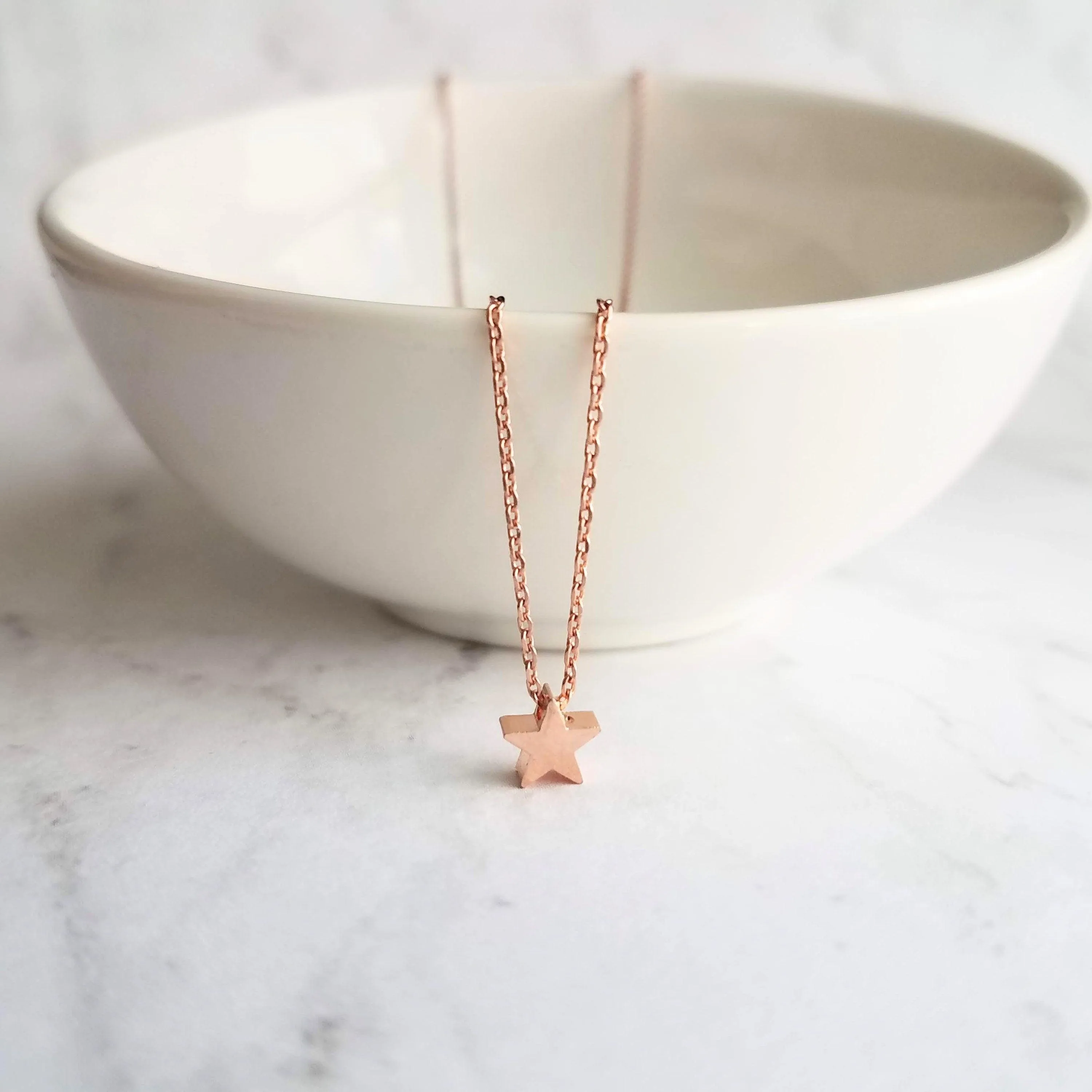 Rose Gold Star Necklace, star pendant, rose gold star slider bead, rose gold star charm, simple rose gold star, small rose gold star, lucky