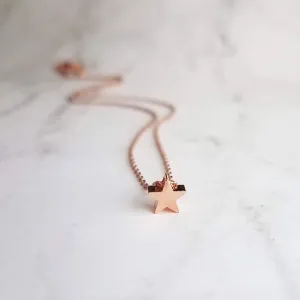 Rose Gold Star Necklace, star pendant, rose gold star slider bead, rose gold star charm, simple rose gold star, small rose gold star, lucky