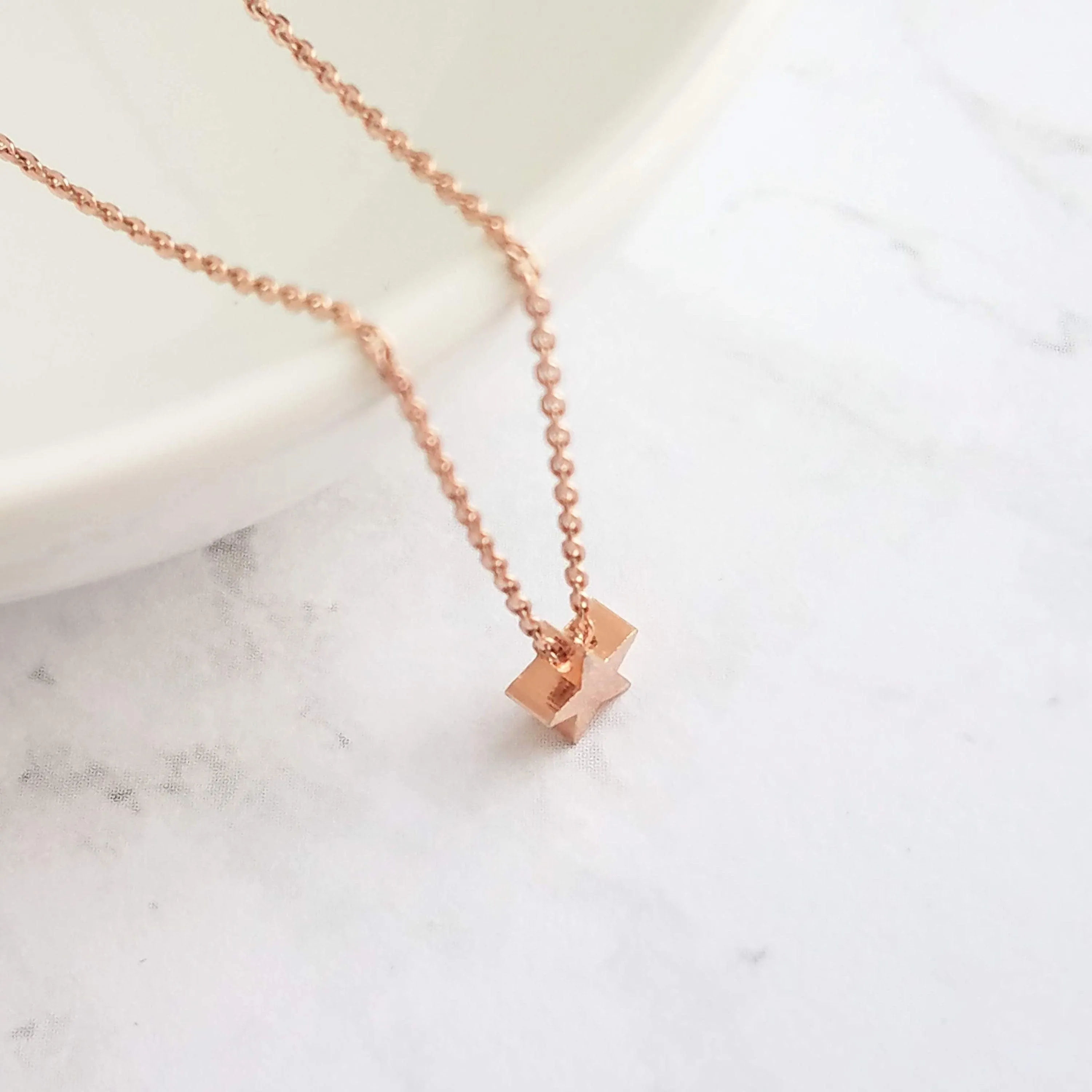 Rose Gold Star Necklace, star pendant, rose gold star slider bead, rose gold star charm, simple rose gold star, small rose gold star, lucky