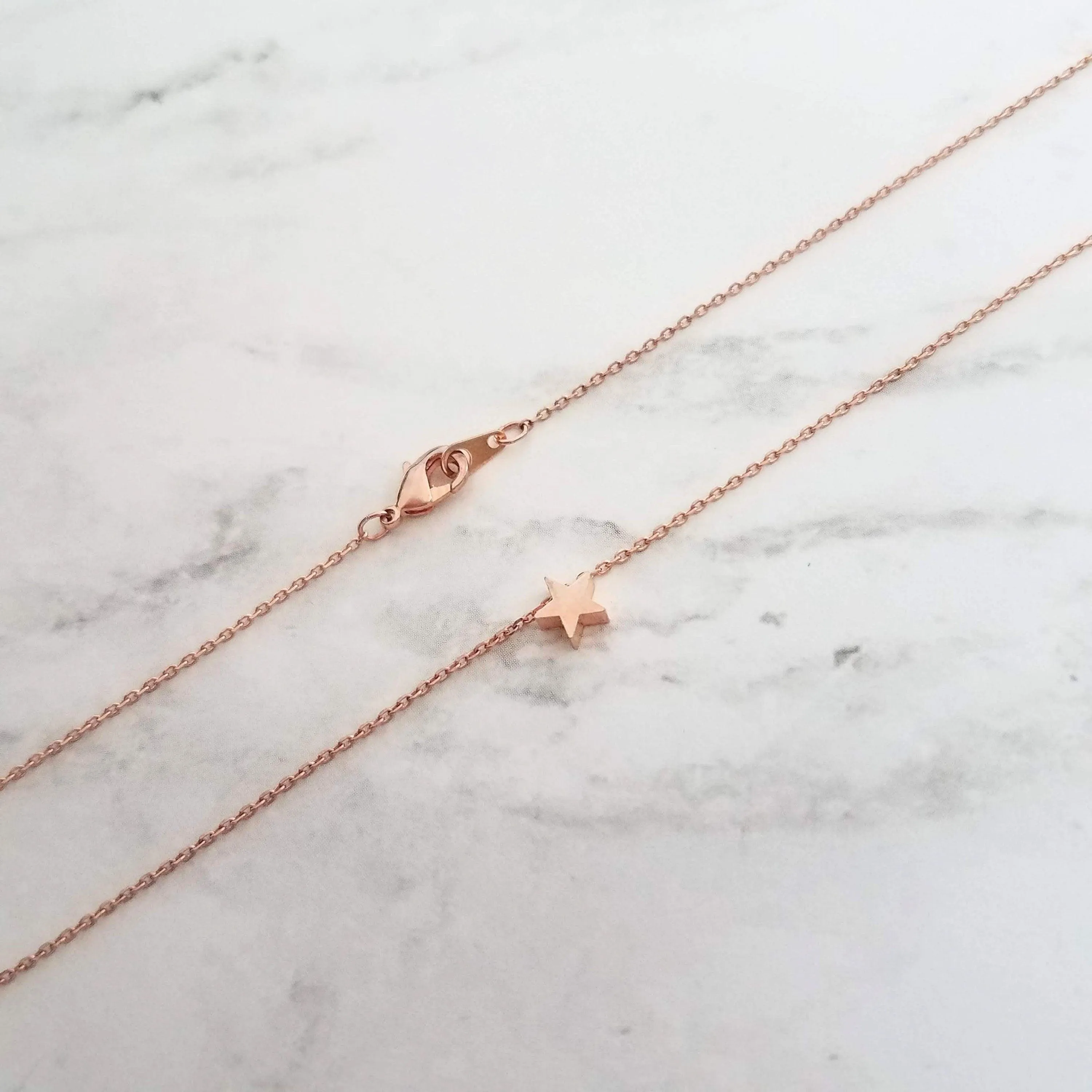 Rose Gold Star Necklace, star pendant, rose gold star slider bead, rose gold star charm, simple rose gold star, small rose gold star, lucky