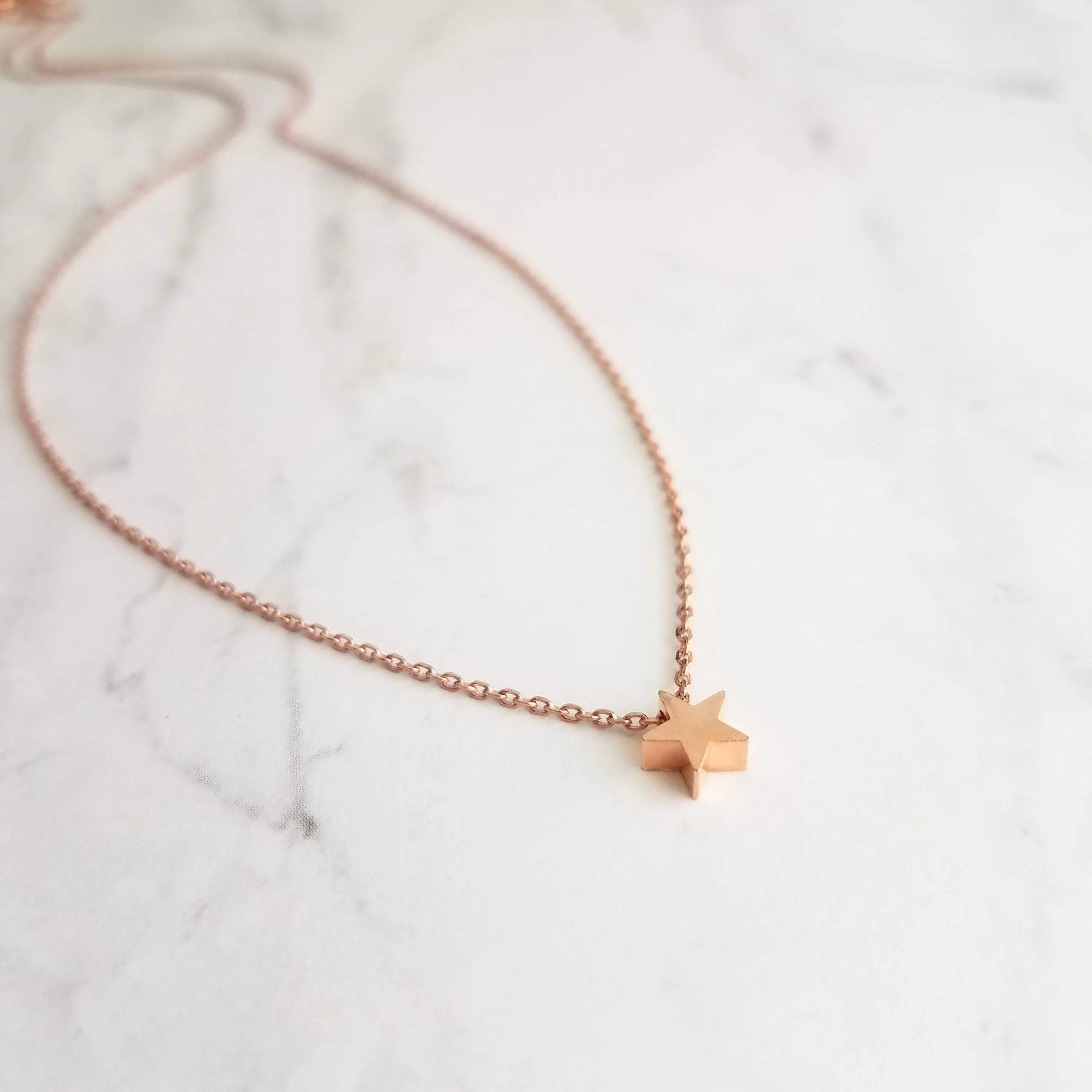 Rose Gold Star Necklace, star pendant, rose gold star slider bead, rose gold star charm, simple rose gold star, small rose gold star, lucky