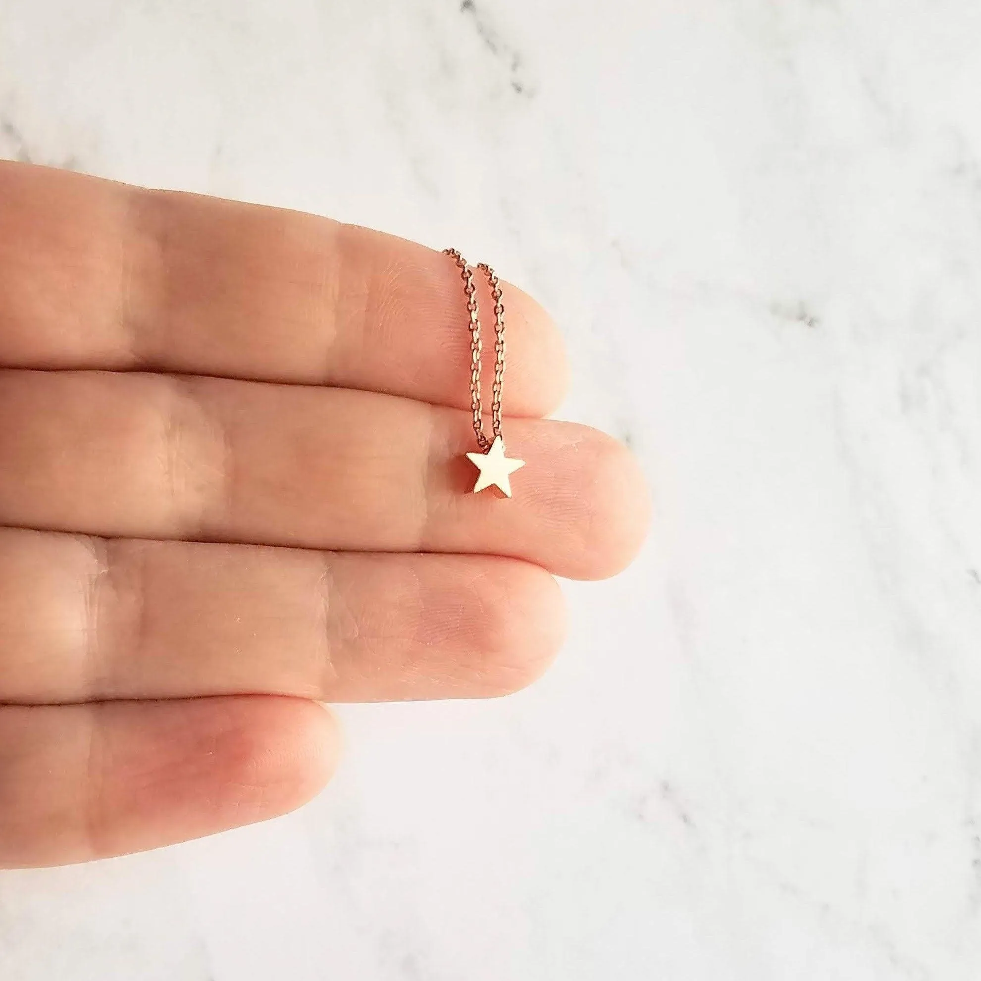 Rose Gold Star Necklace, star pendant, rose gold star slider bead, rose gold star charm, simple rose gold star, small rose gold star, lucky
