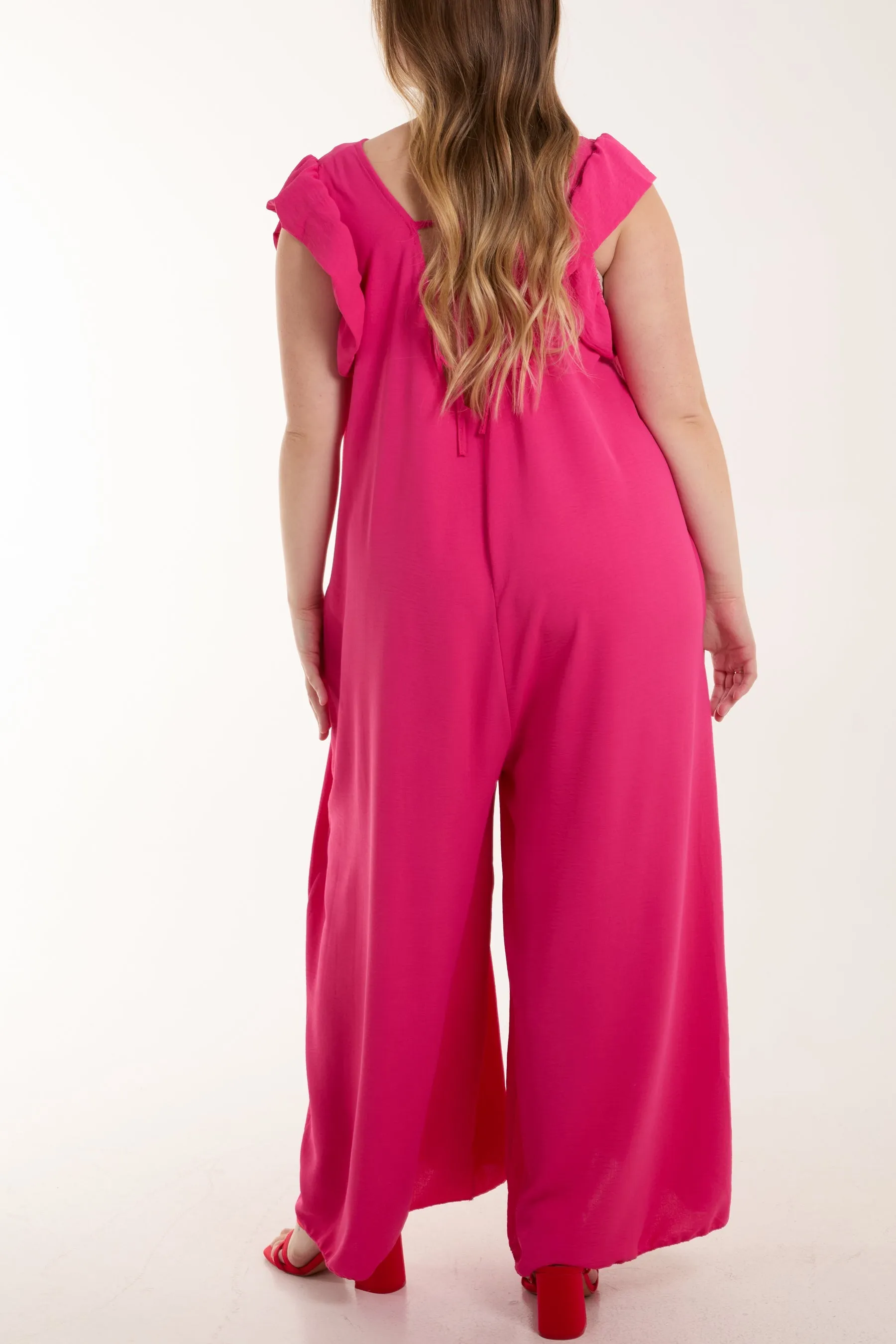 Ruffle Sleeve Wide Leg Jumpsuit