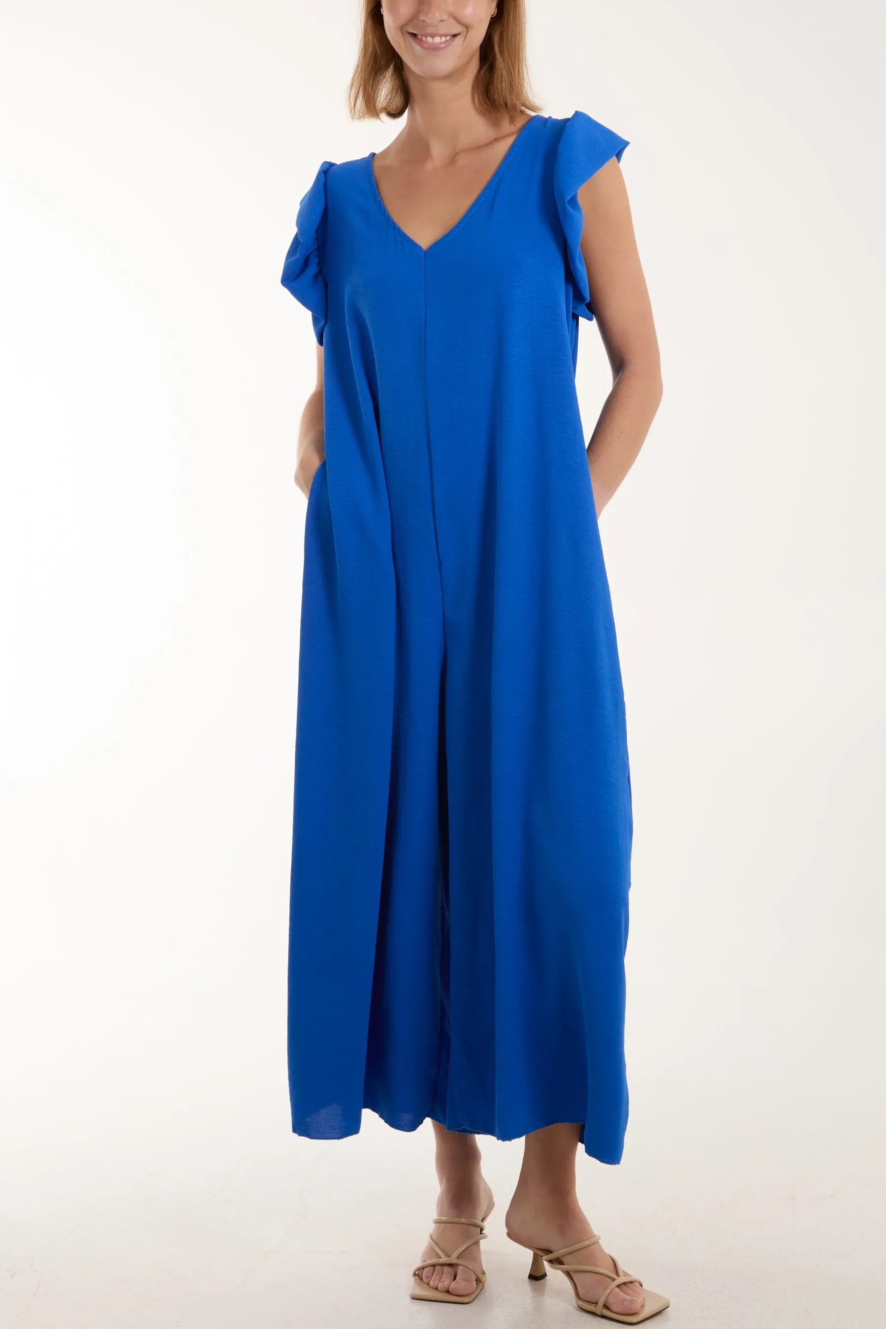Ruffle Sleeve Wide Leg Jumpsuit