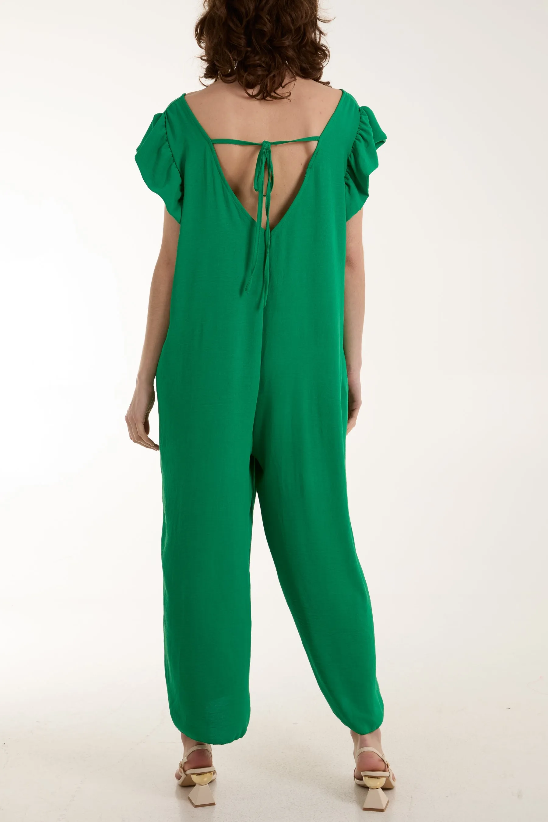 Ruffle Sleeve Wide Leg Jumpsuit