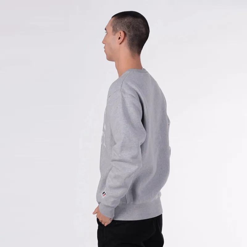 Russell Athletic Applique Arch Crew Sweater- GREY MARLE